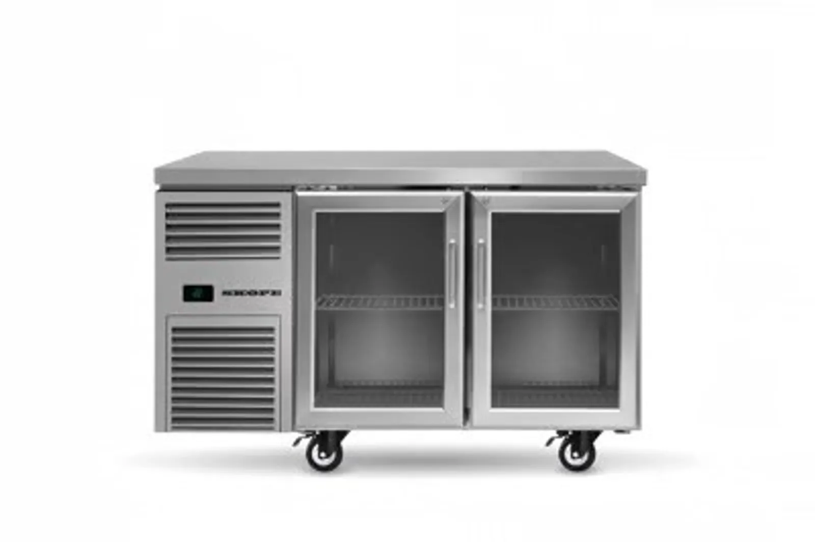 Two Door Glass Under Bench Fridge