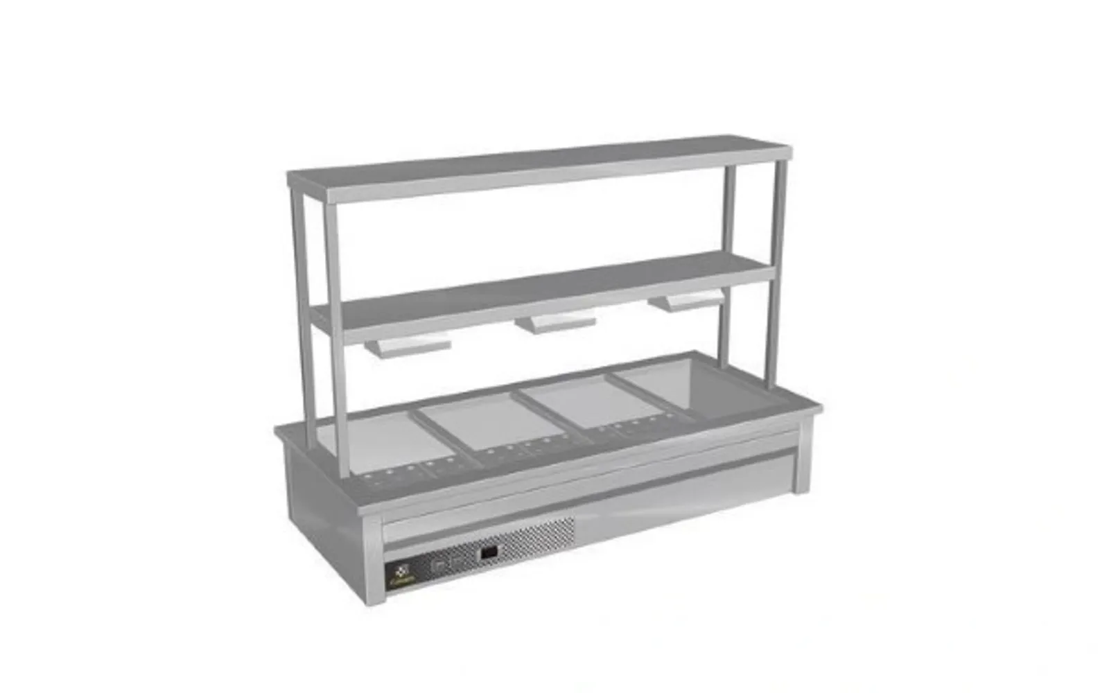 Culinaire CH.BM.D.GDB.3 Drop In Bain Marie with Double Gantry & Heat Lamps to Bottom Shelf - 3 Modules