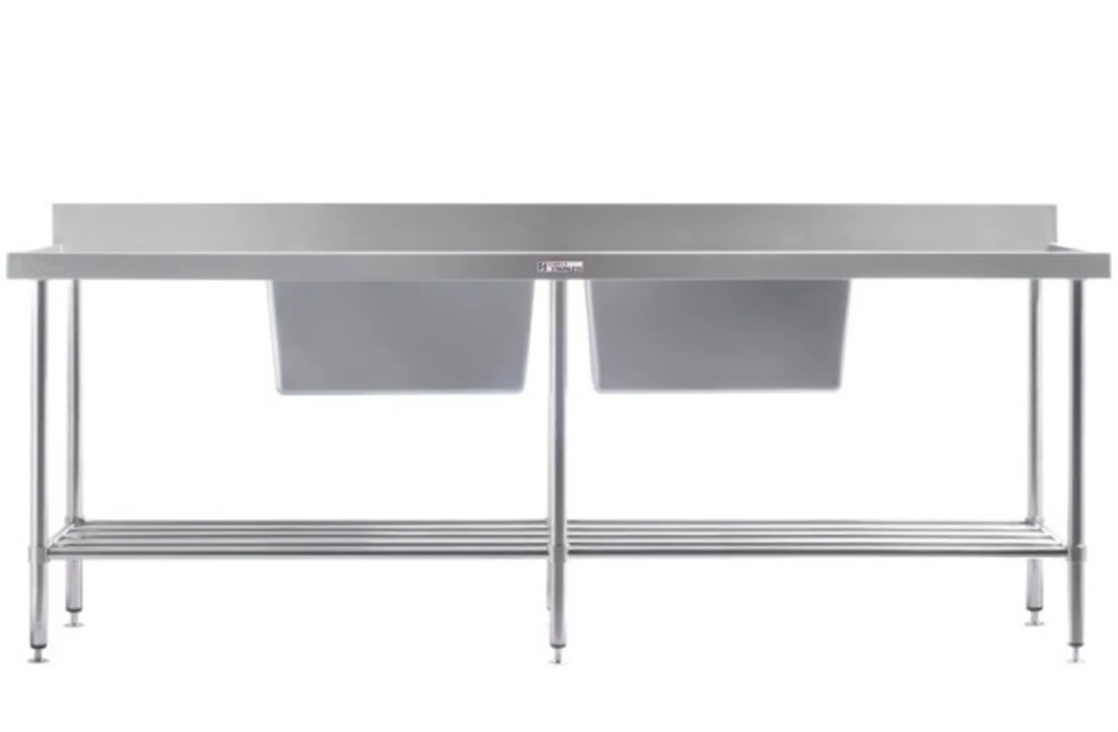 Simply Stainless SS06.7.2400 Double Sink Bench with Splashback (700 Series) - 2400mm