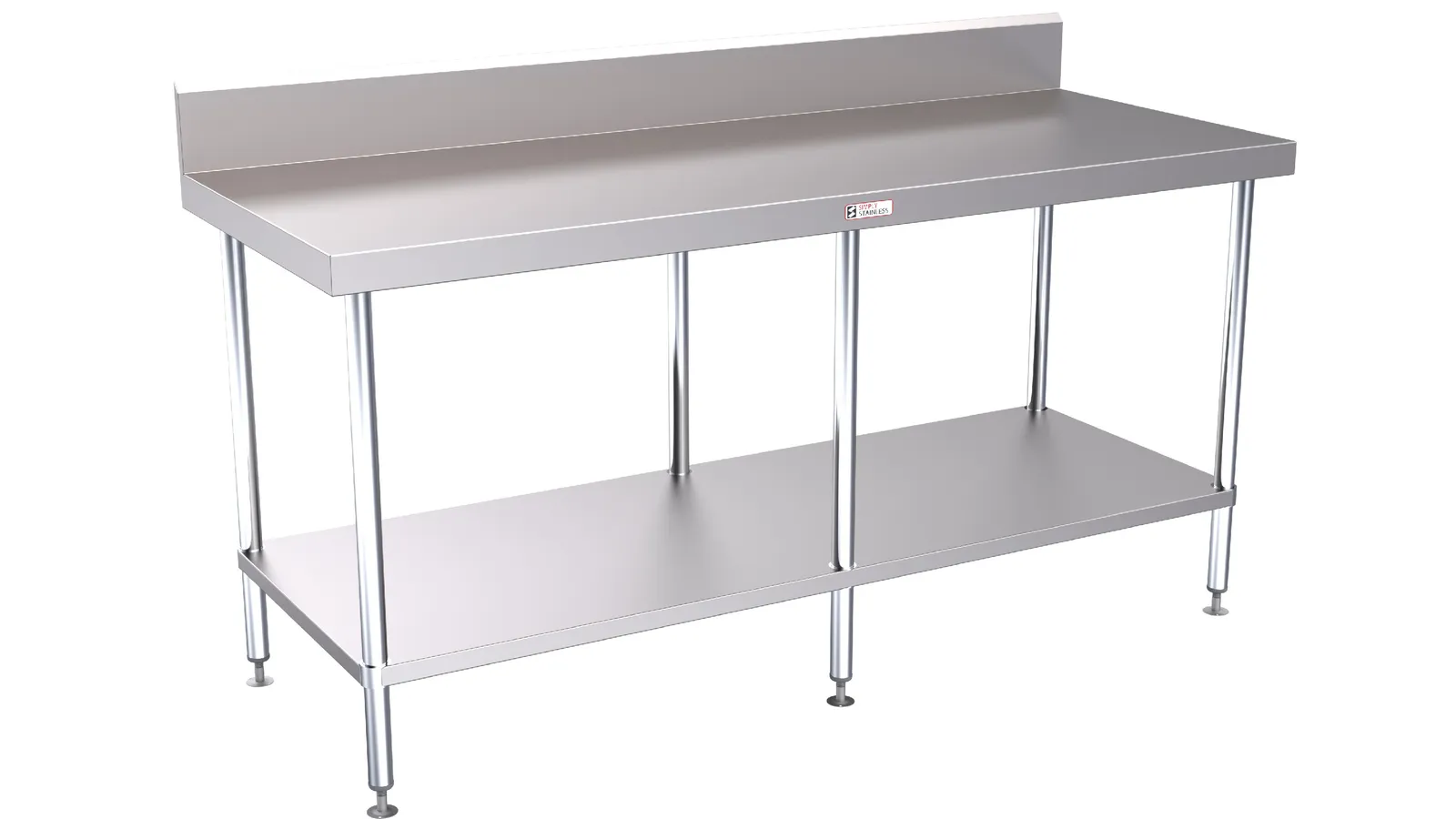 Simply Stainless SS02.2400 Work Bench with Splashback (600 Series) - 2400mm