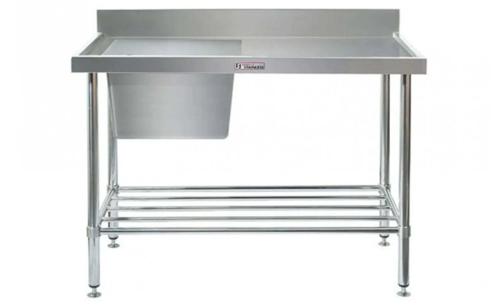 Simply Stainless SS05.1800.L Single Sink Bench with Splashback (600 Series) - 1800mm - Left Hand Sink