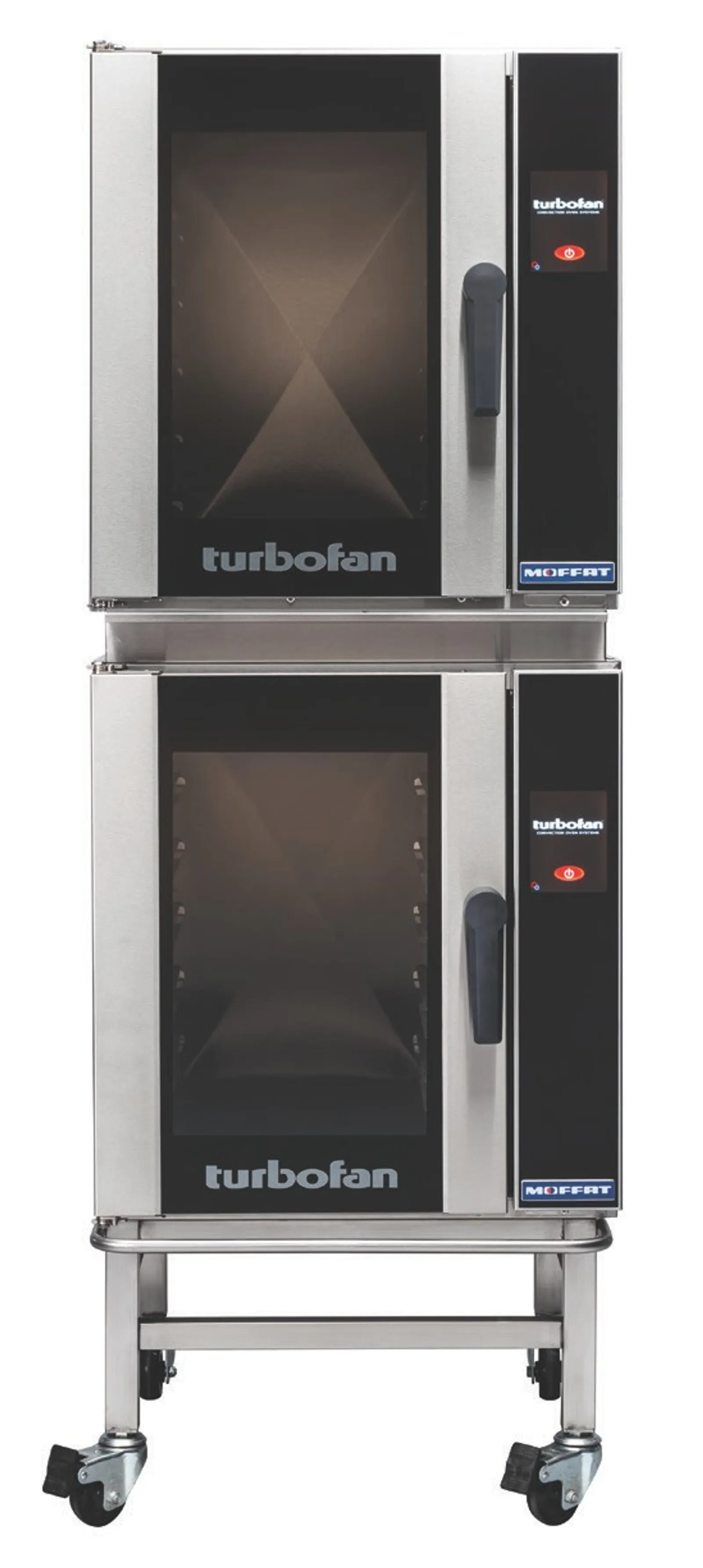Turbofan E33T5/2 - Full Size Tray Touch Screen Electric Convection Oven Double Stacked with Adjustable Feet Base Stand