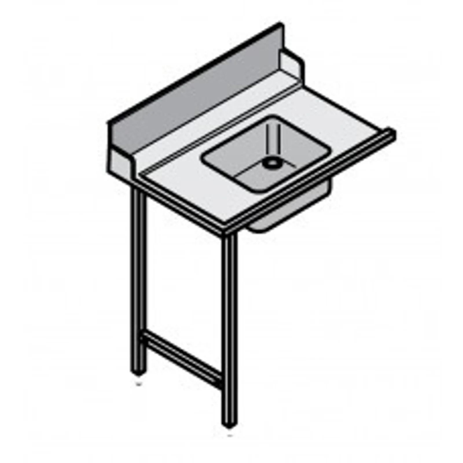 Hobart 01-512511-1 700mm Left Side Dishwasher table with sink suits Hobart Hood Machines