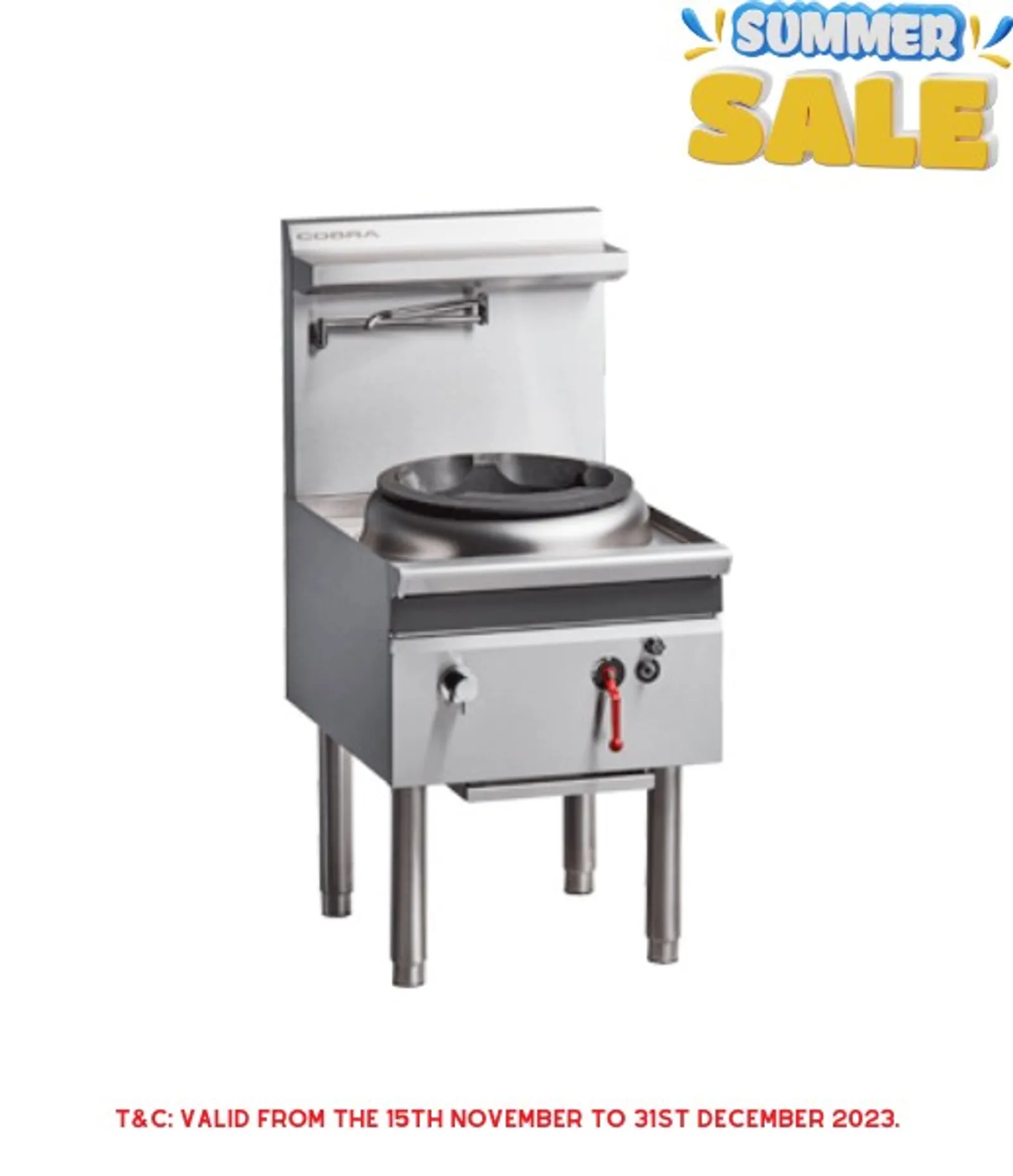 Cobra CW1H-C - 600mm Gas Waterless Wok with 1 Chimney burner