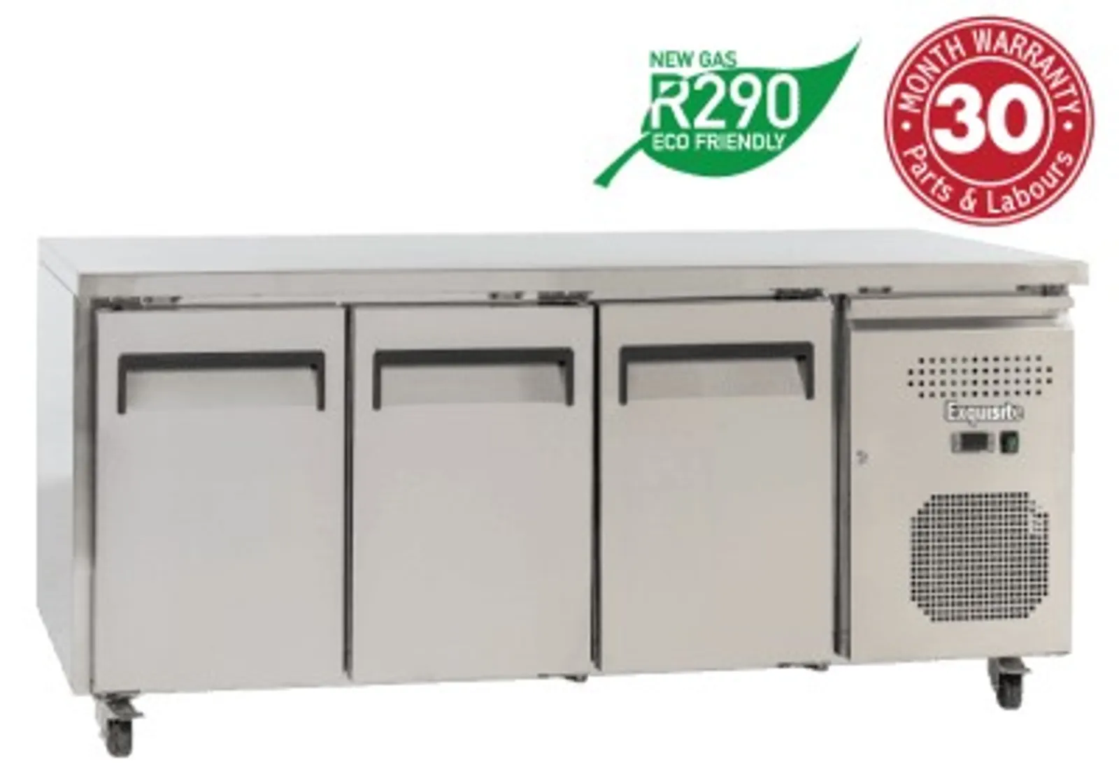 Exquisite SSF400H Three Solid Doors Underbench Storage Freezers Slimline