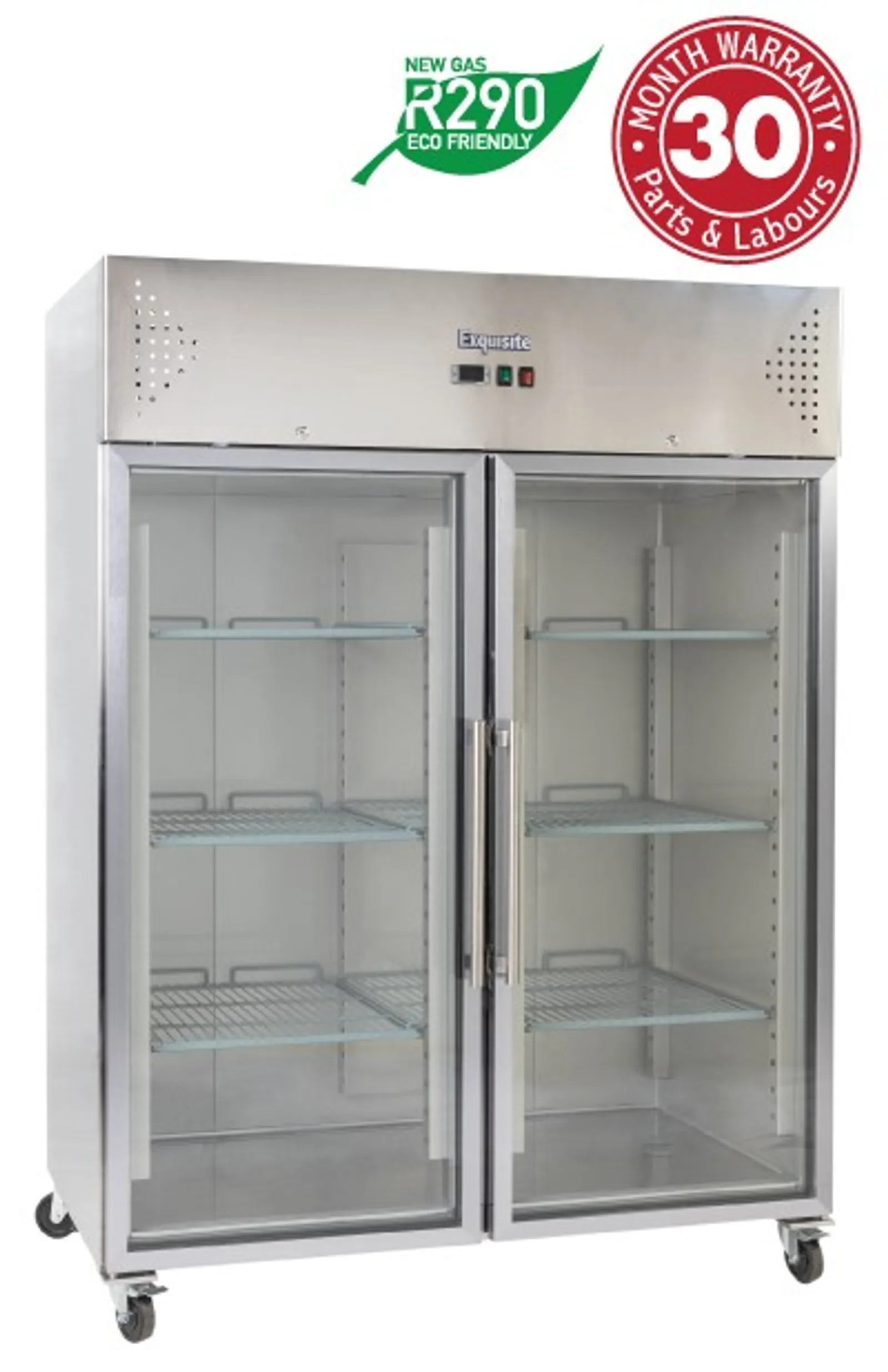 Exquisite GSC1410G Two Glass Doors Upright Storage Refrigerators