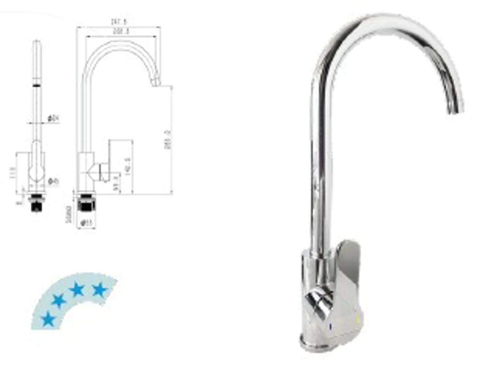 Jetstream JET3000D Deck Mount with 180mm Swing Faucet