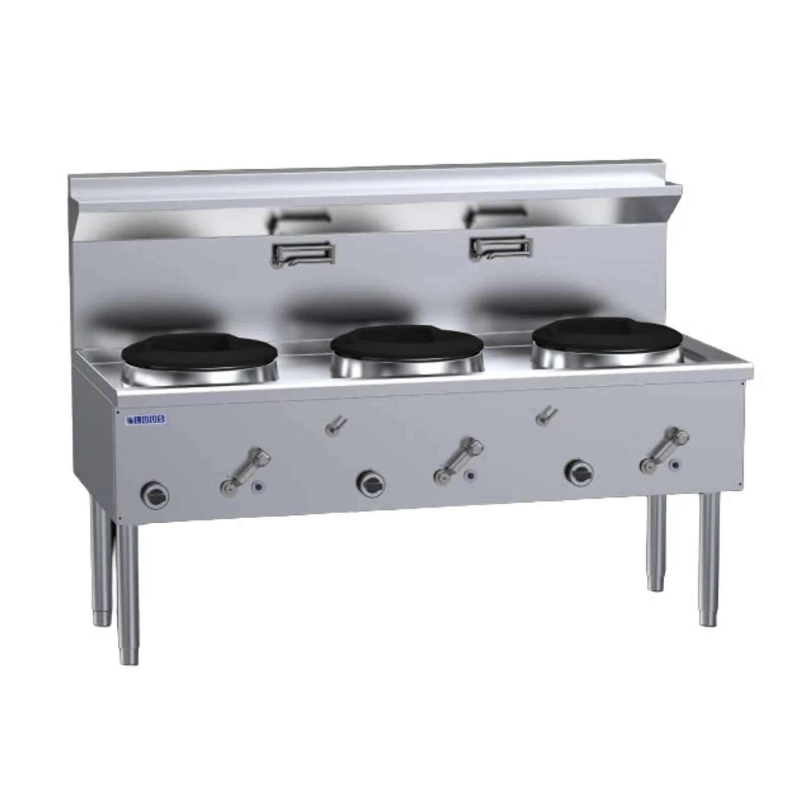 LUUS WZ-3C Compact Waterless Wok - 3 Chimney Burners