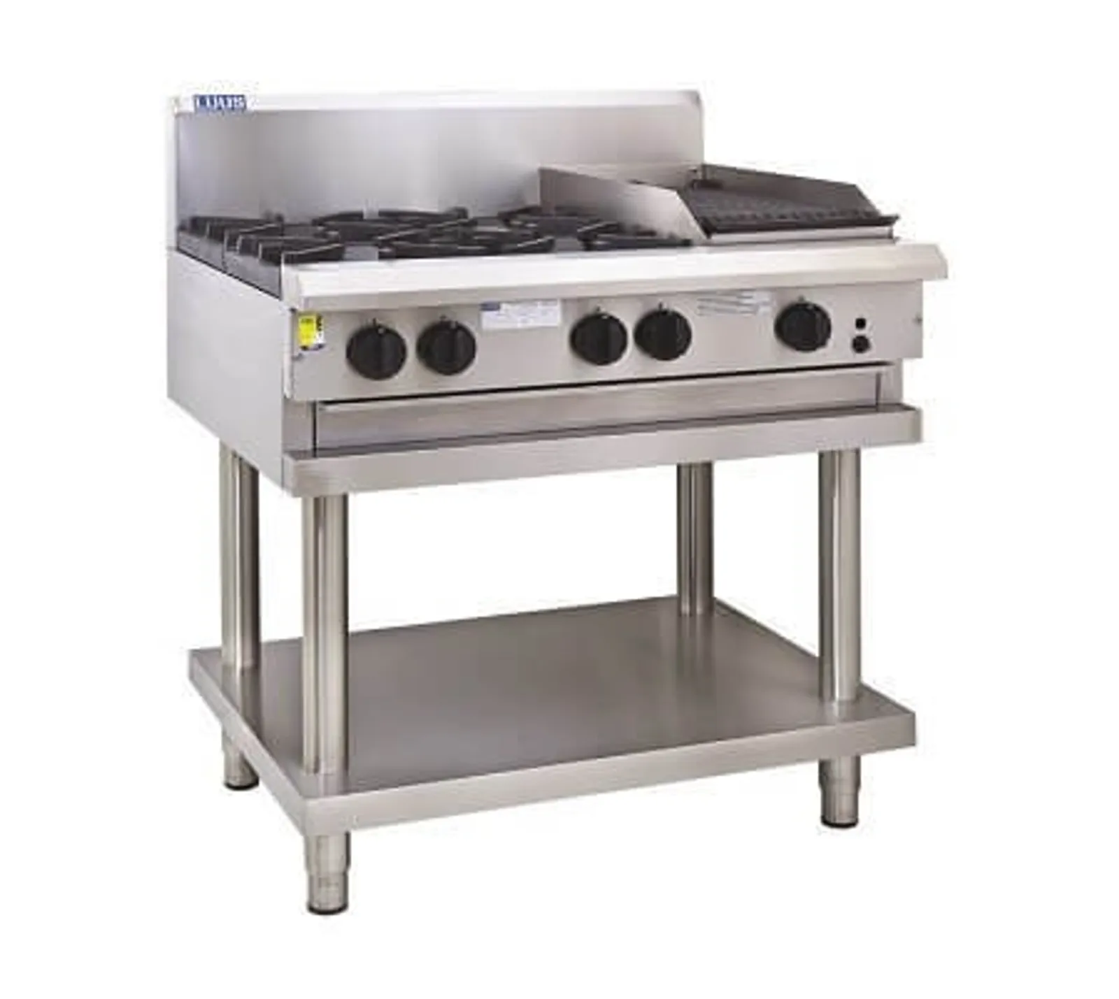 LUUS CS-4B3C - 4 Burner + 300 Wide Chargrill Cooktop
