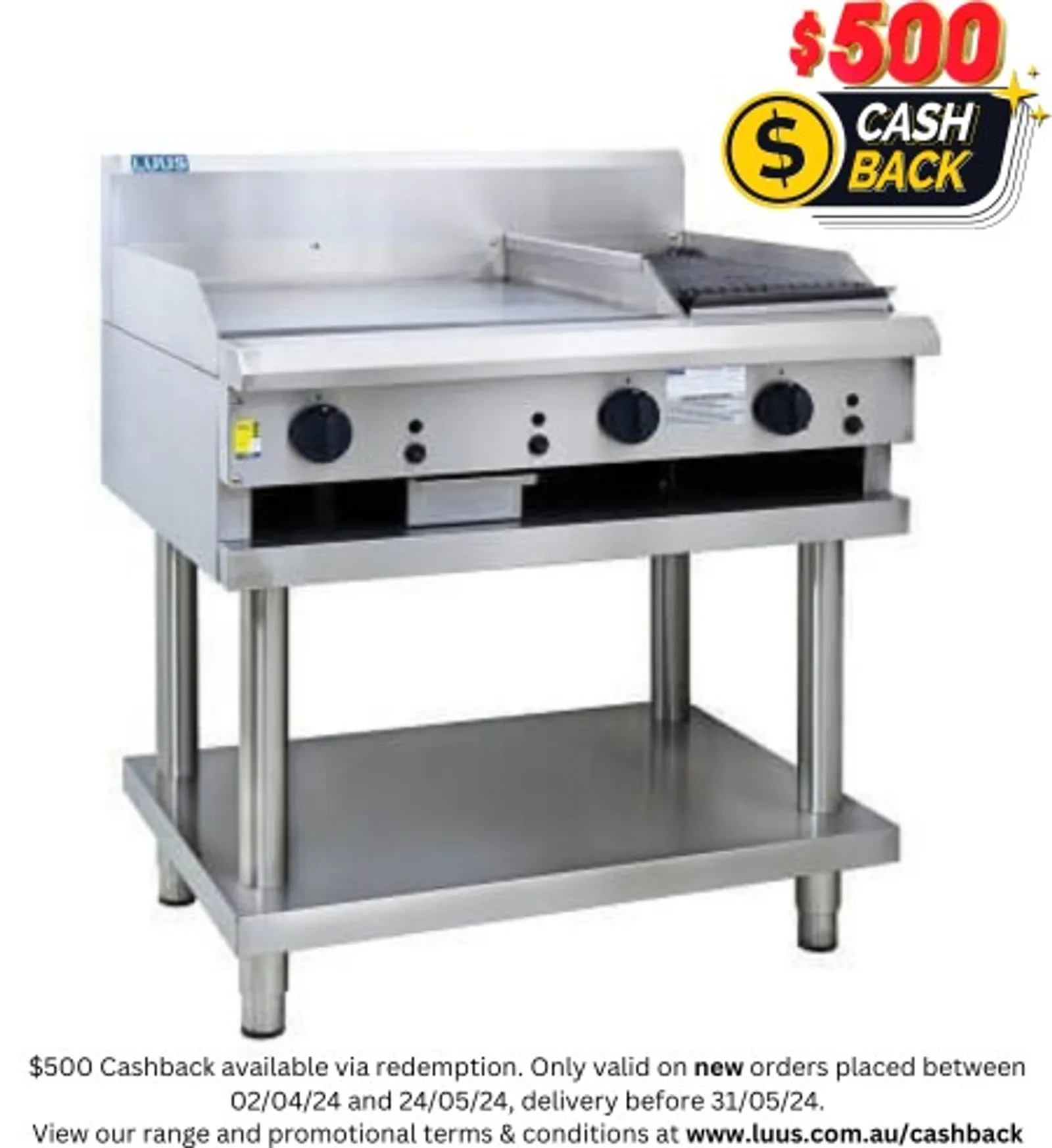 LUUS CS-6P3C - 600mm Griddle + 300mm Chargrill