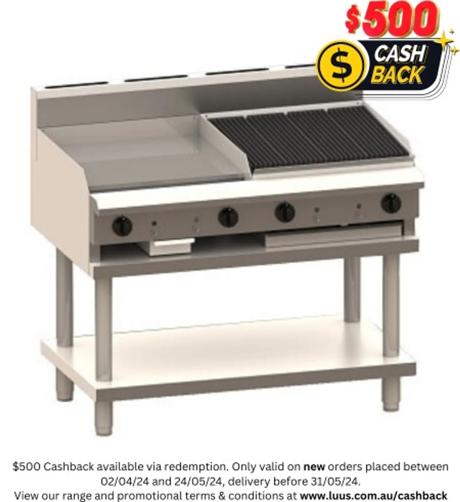 LUUS CS-6P6C - 600mm Griddle + 600mm Chargrill