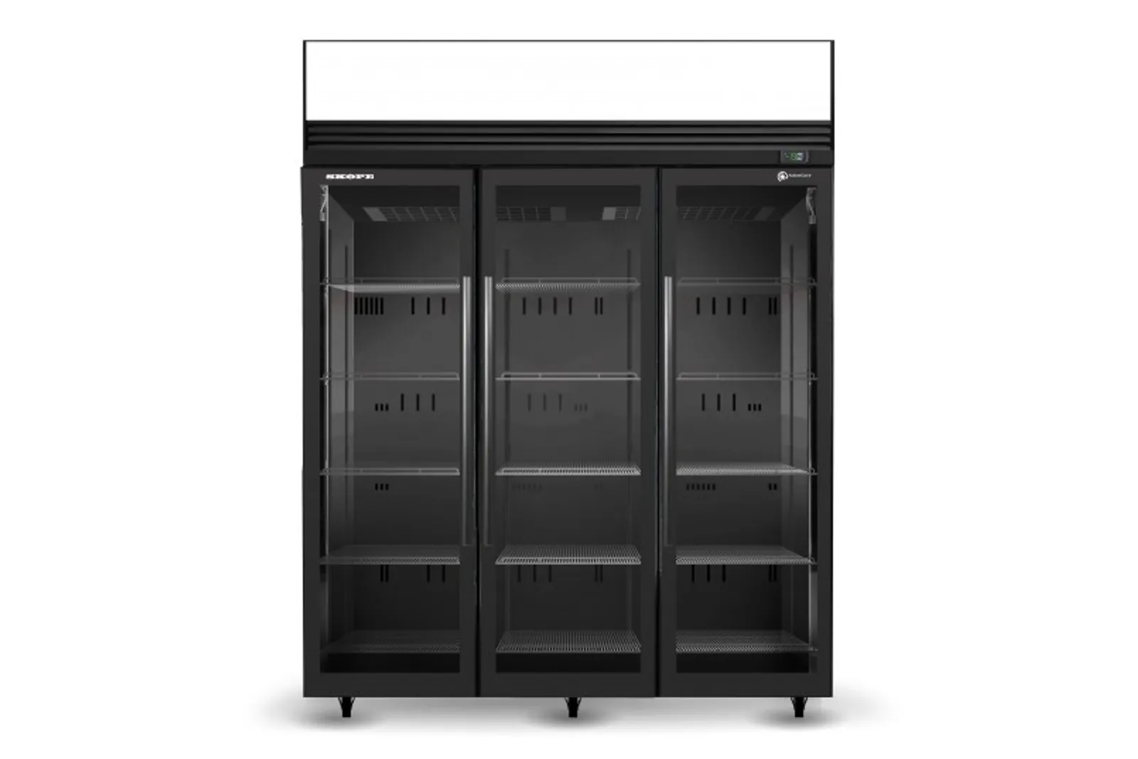 SKOPE SKFT1500N-AC - 3 Glass Door Upright Display Freezer, Lit Sign