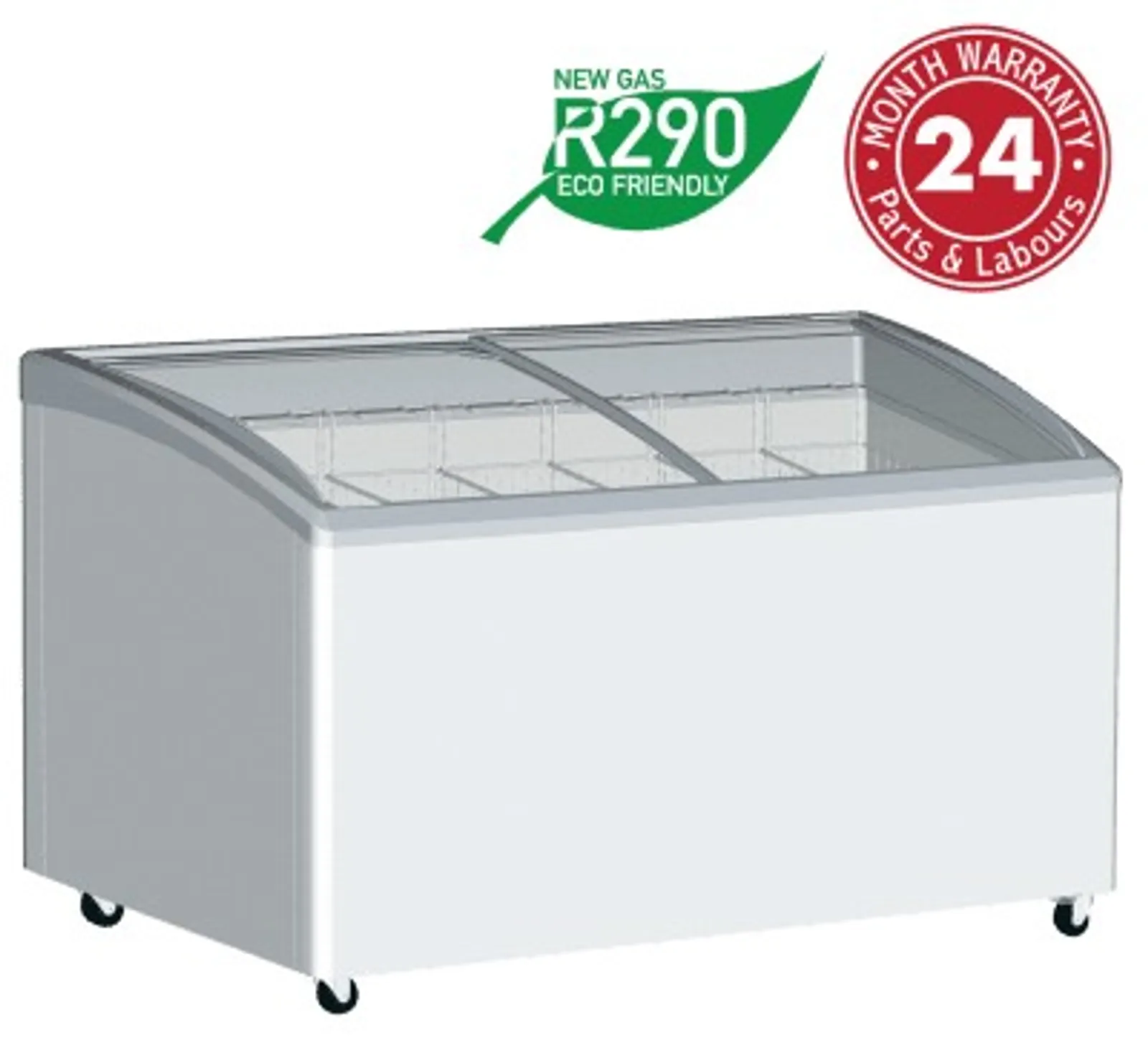 Exquisite SD575K - Curved Glass Display Chest Freezer 575L