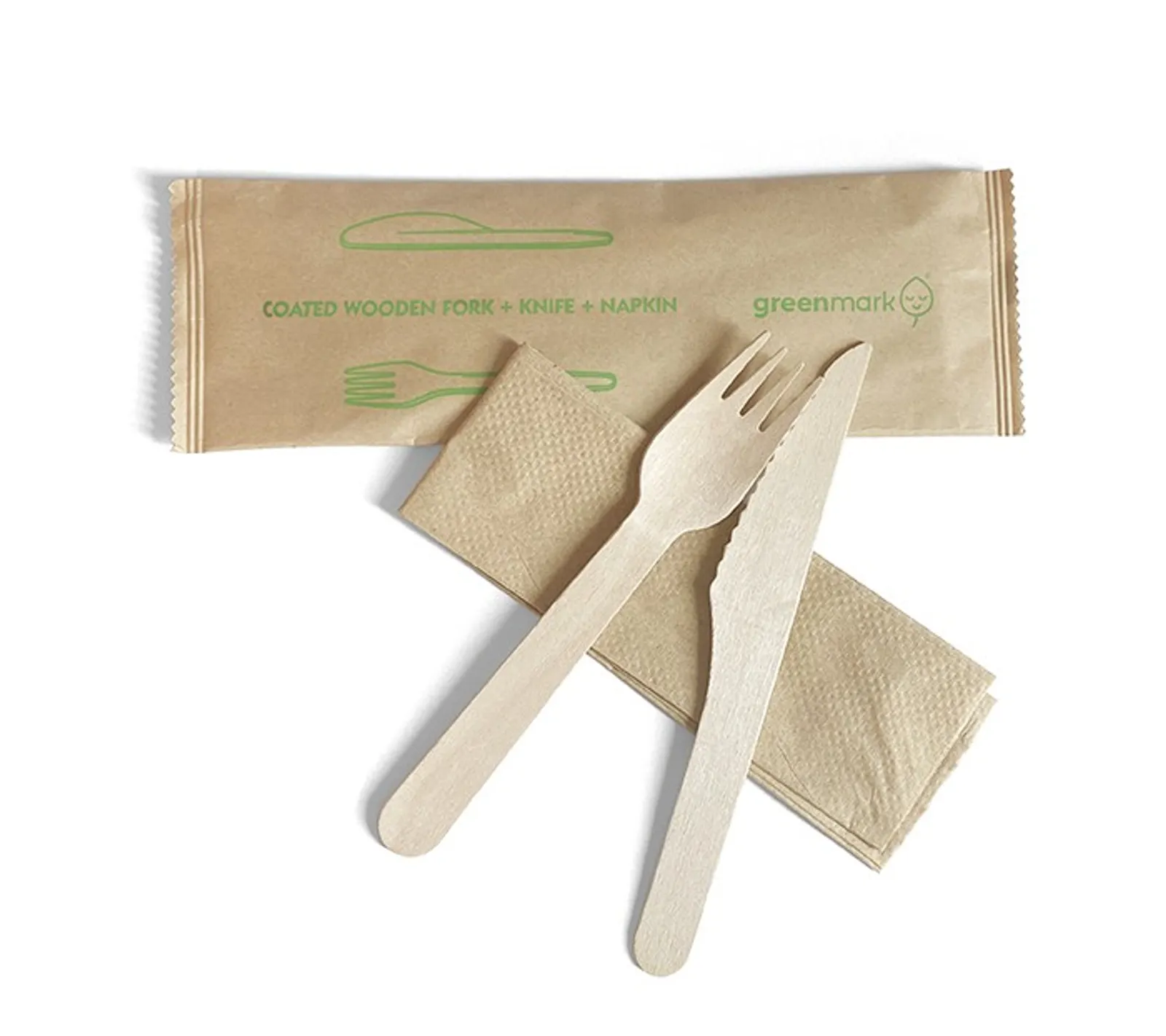 PAC Trading CW-FKN - Coated Wooden Fork Knife Napkin Set 400set/ctn
