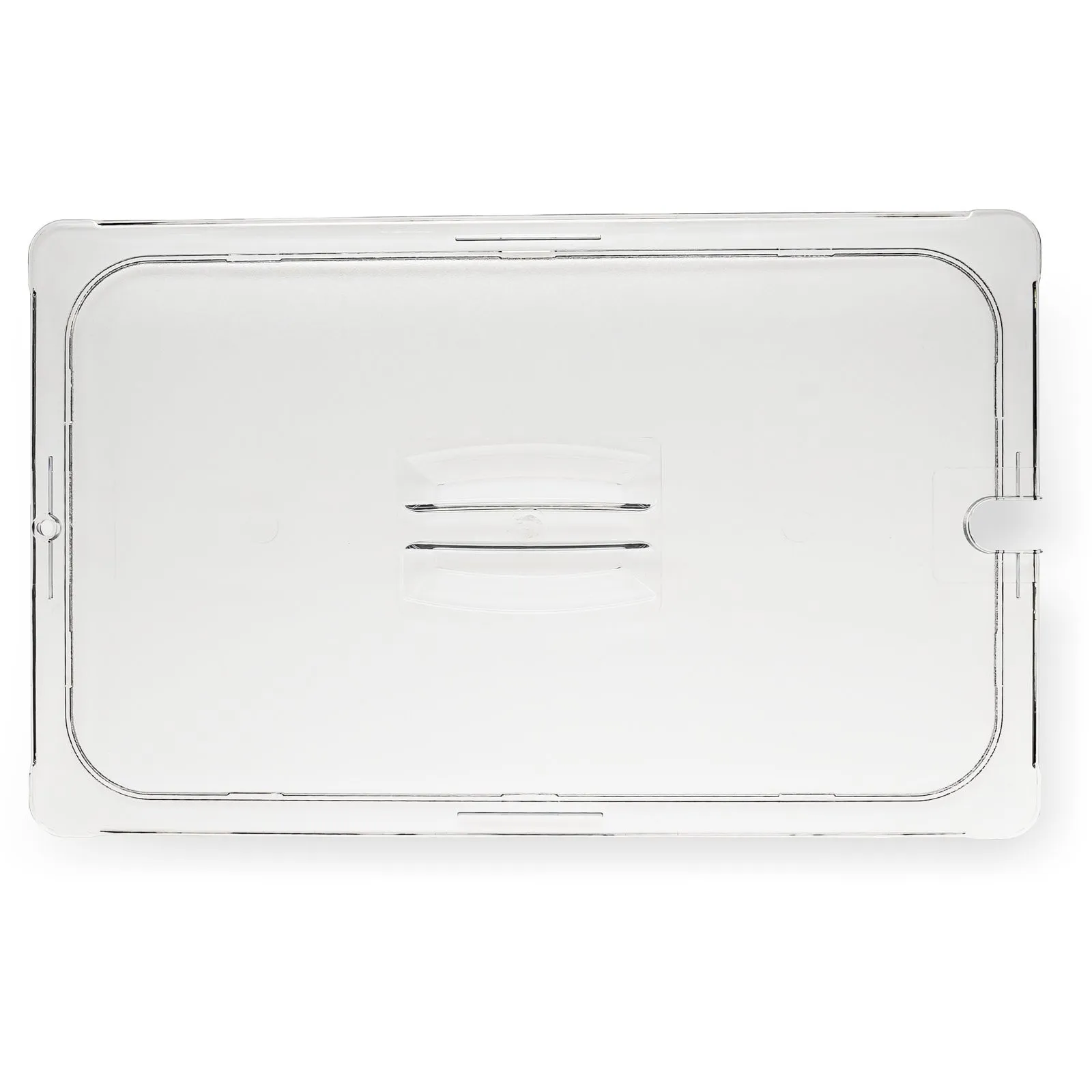Carlisle 10211U07 - StorPlus Polycarbonate Notched Handled Universal Lid Full-Size - Clear