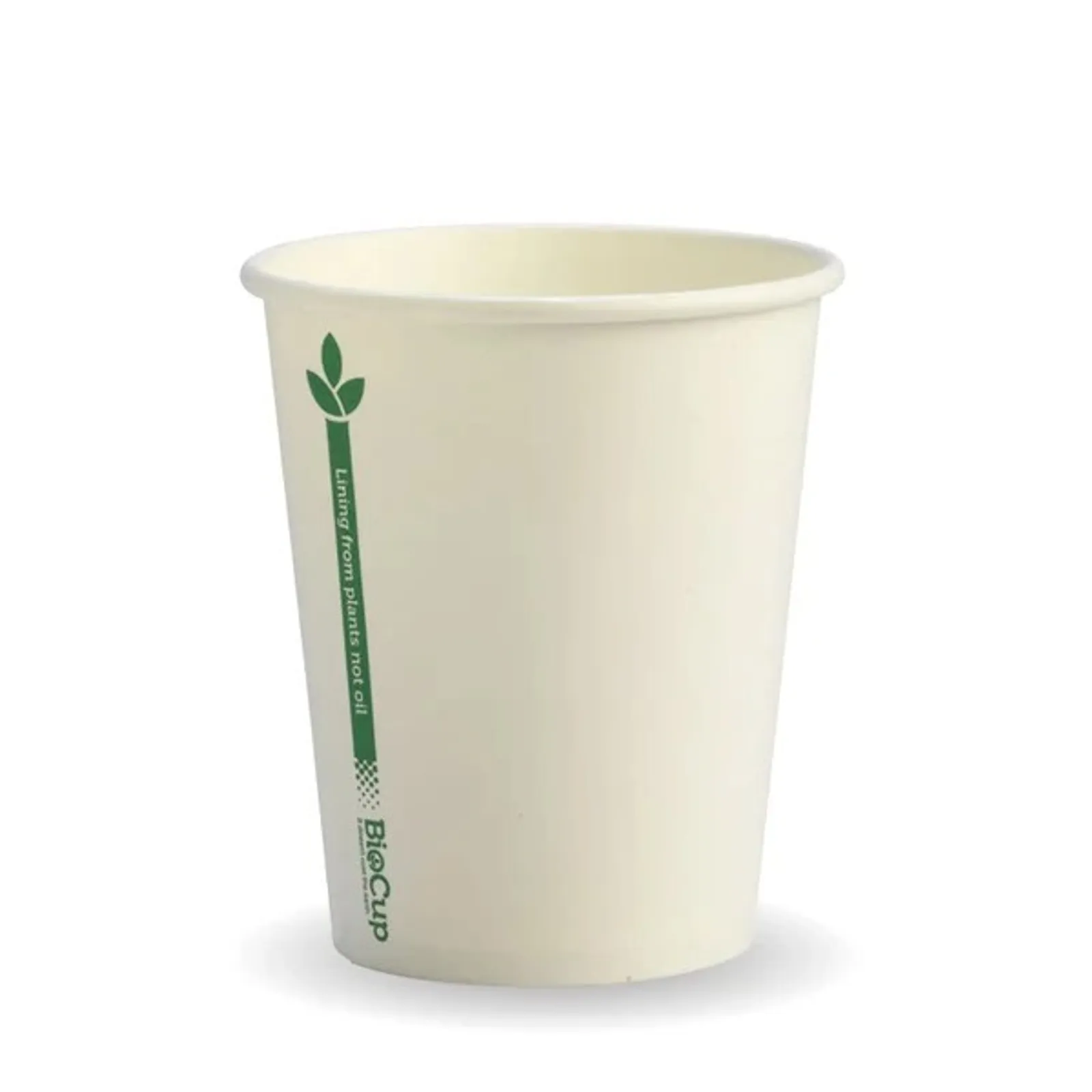 BioPak BC-8-GL - 280ml White Green Line Single Wall Hot Cup