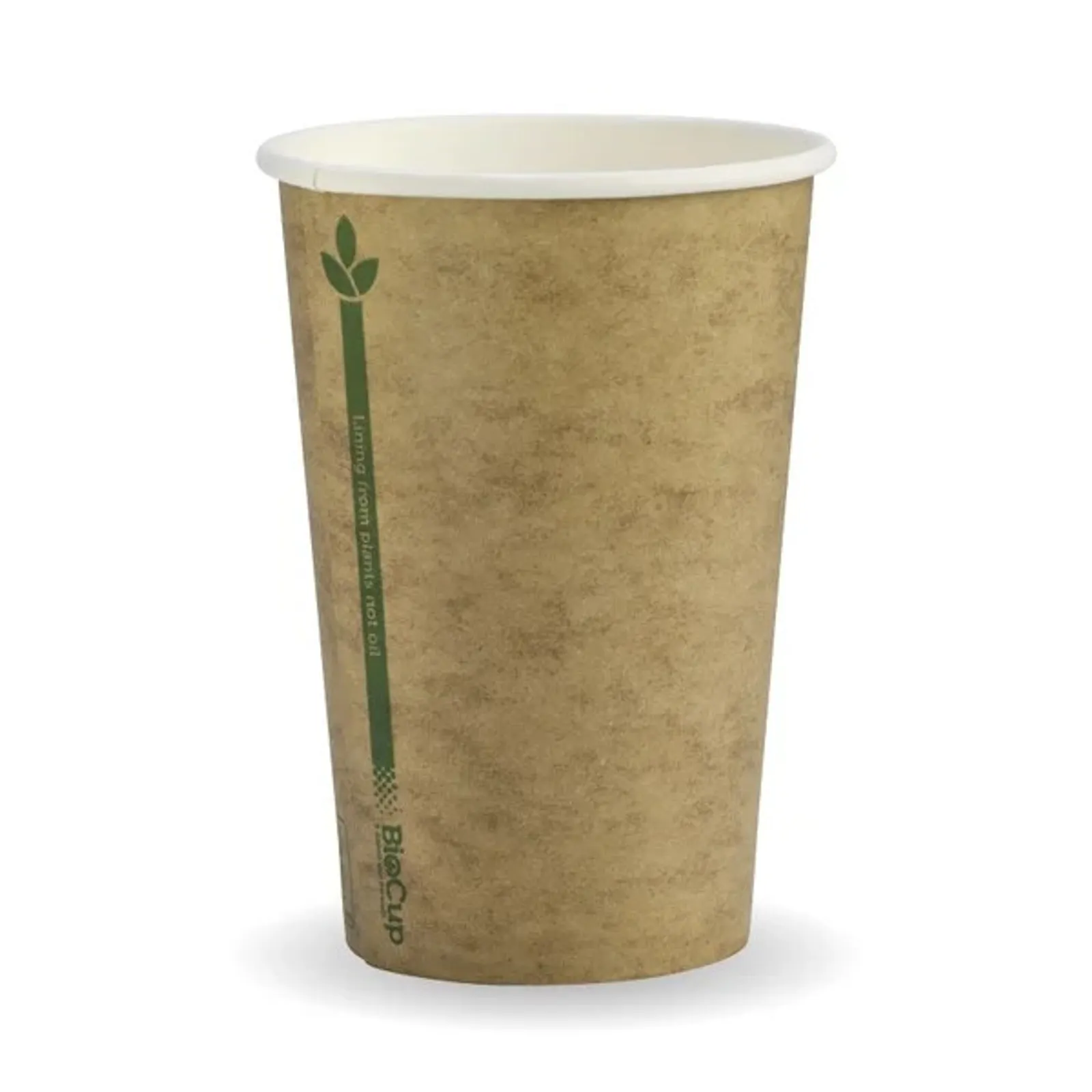 BioPak BCK-10-GL - 320ml Kraft Green Line Single Wall Hot Cup