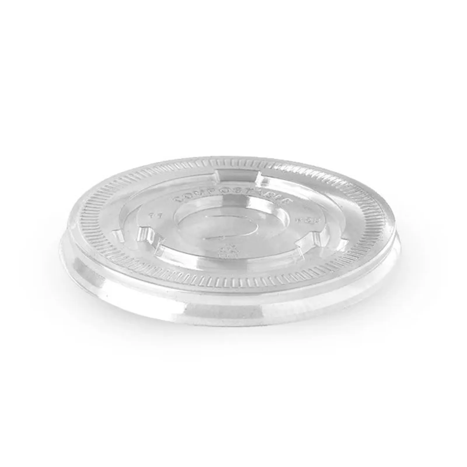 BioPak BCL-90C-PLA(F)-1000 - 90mm PLA Clear Flat Cold Paper BioCup Lid