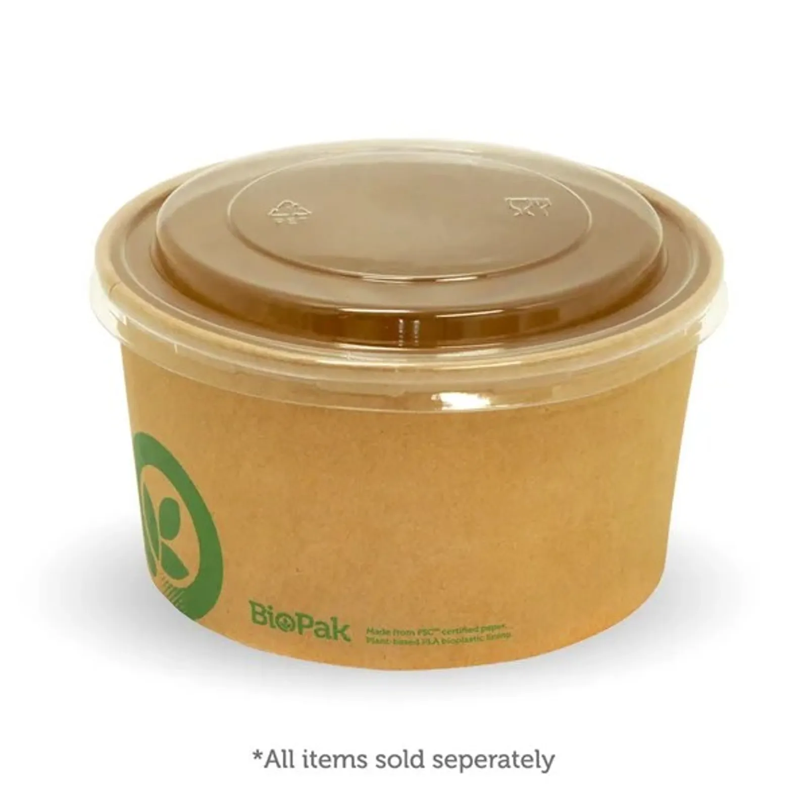 BioPak BB-BLL-148-RPET - 500-1,000ml RPET Kraft BioBowl Lid