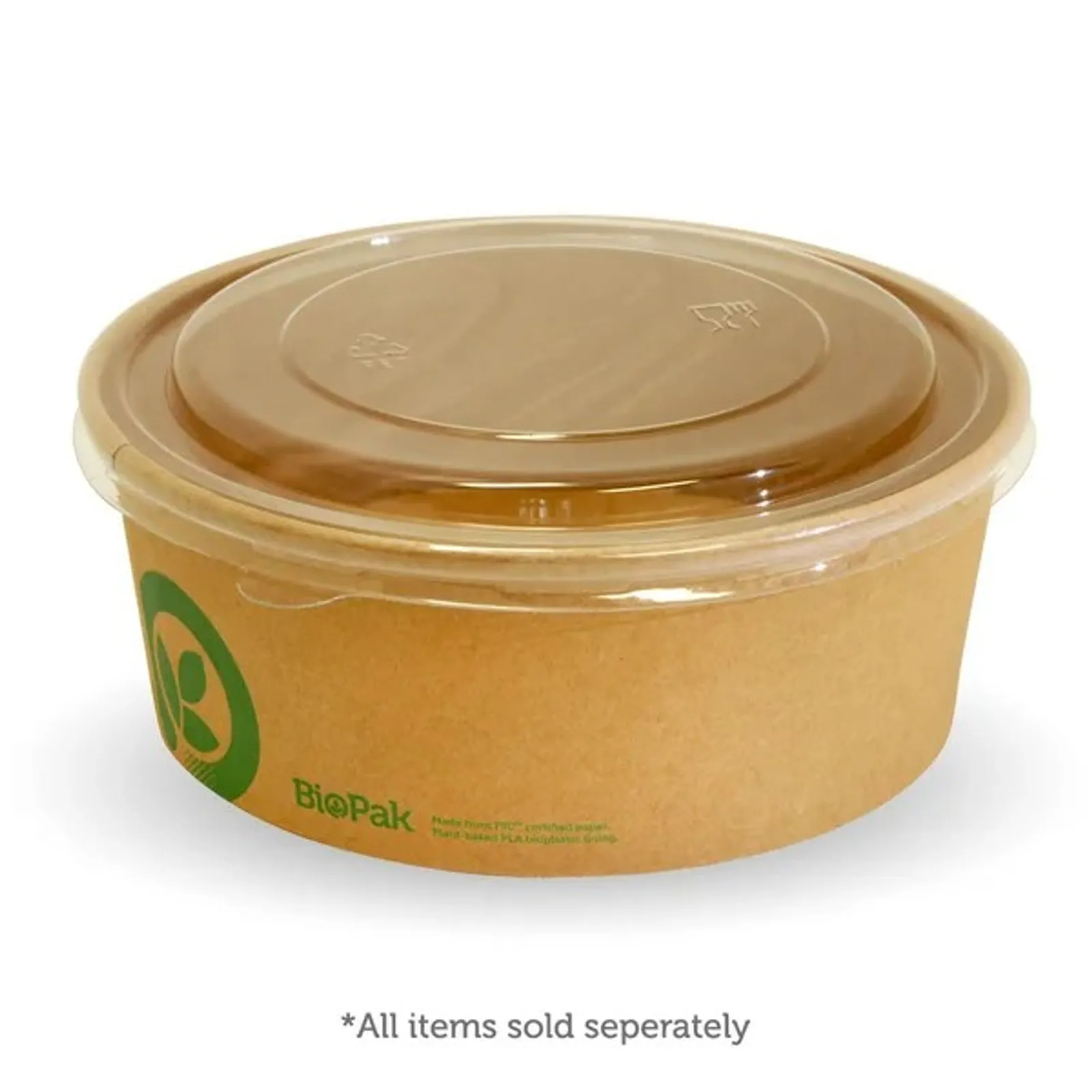 BioPak BB-BLL-184-RPET - 1,300ml RPET Kraft BioBowl Lid