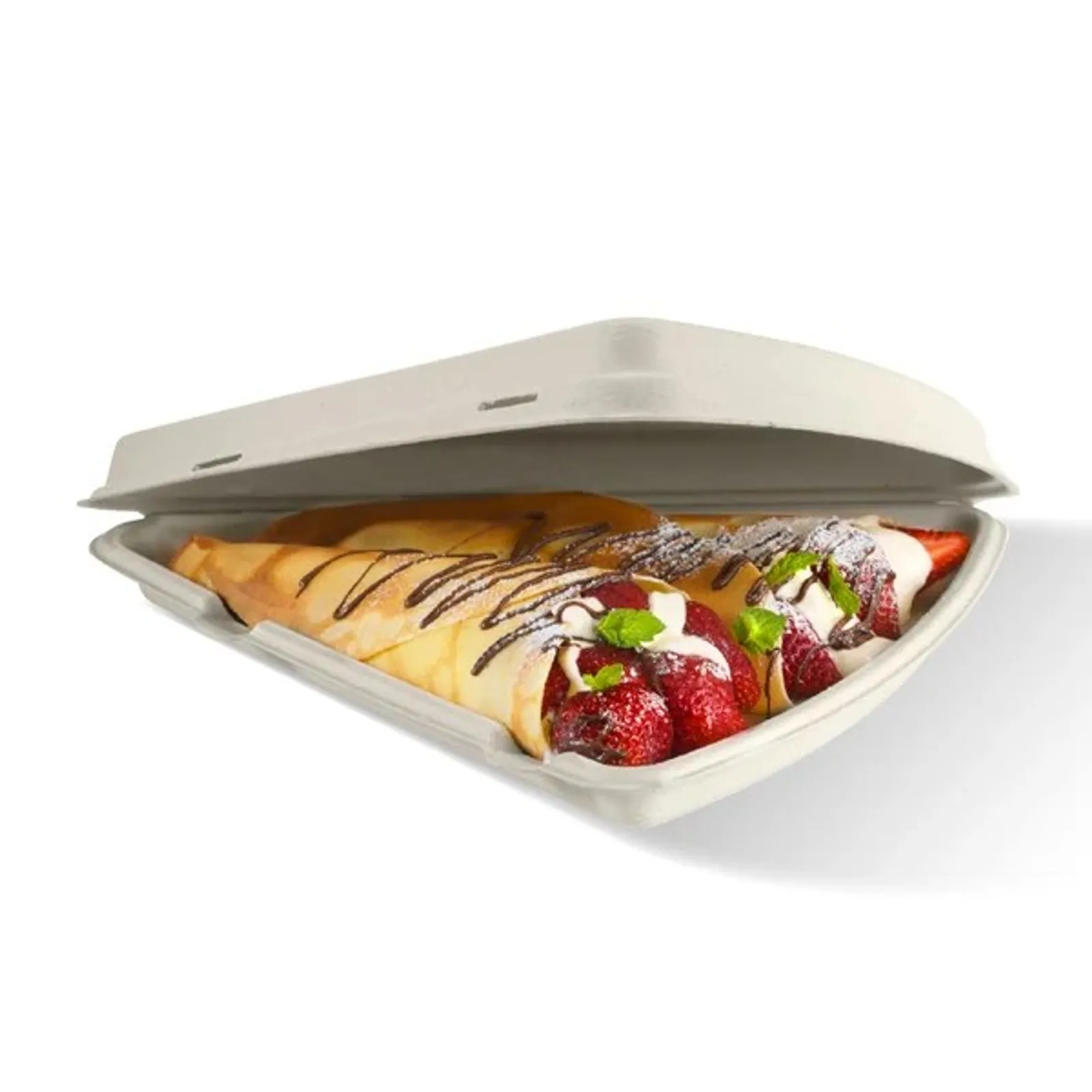 BioPak B-HLP-N - 28cm X 16cm X 4cm / 9in Natural Plant Fibre Pizza Slice Clamshell