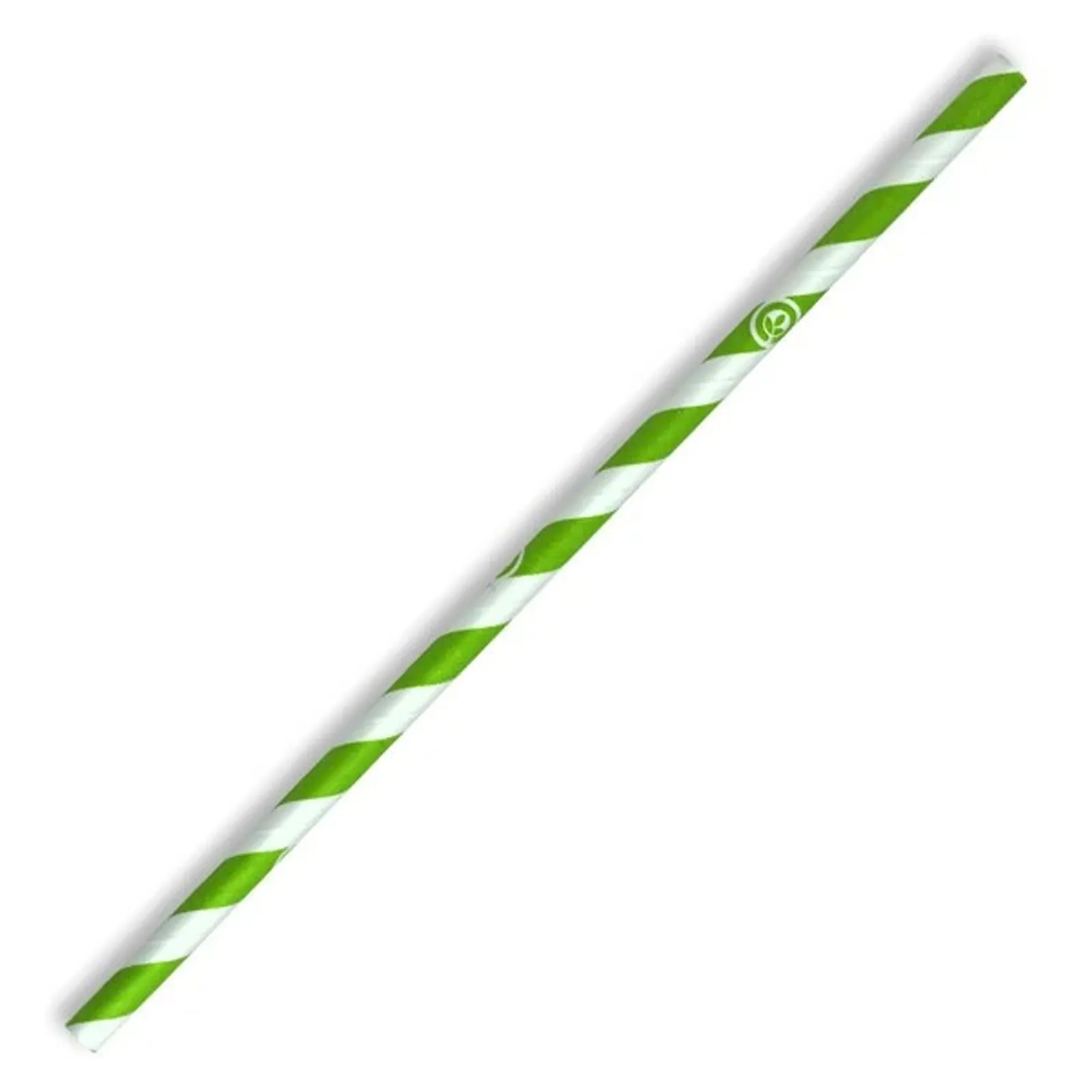BioPak JP-PBS-6X197-GS - 6mm Regular Green Stripe BioStraw