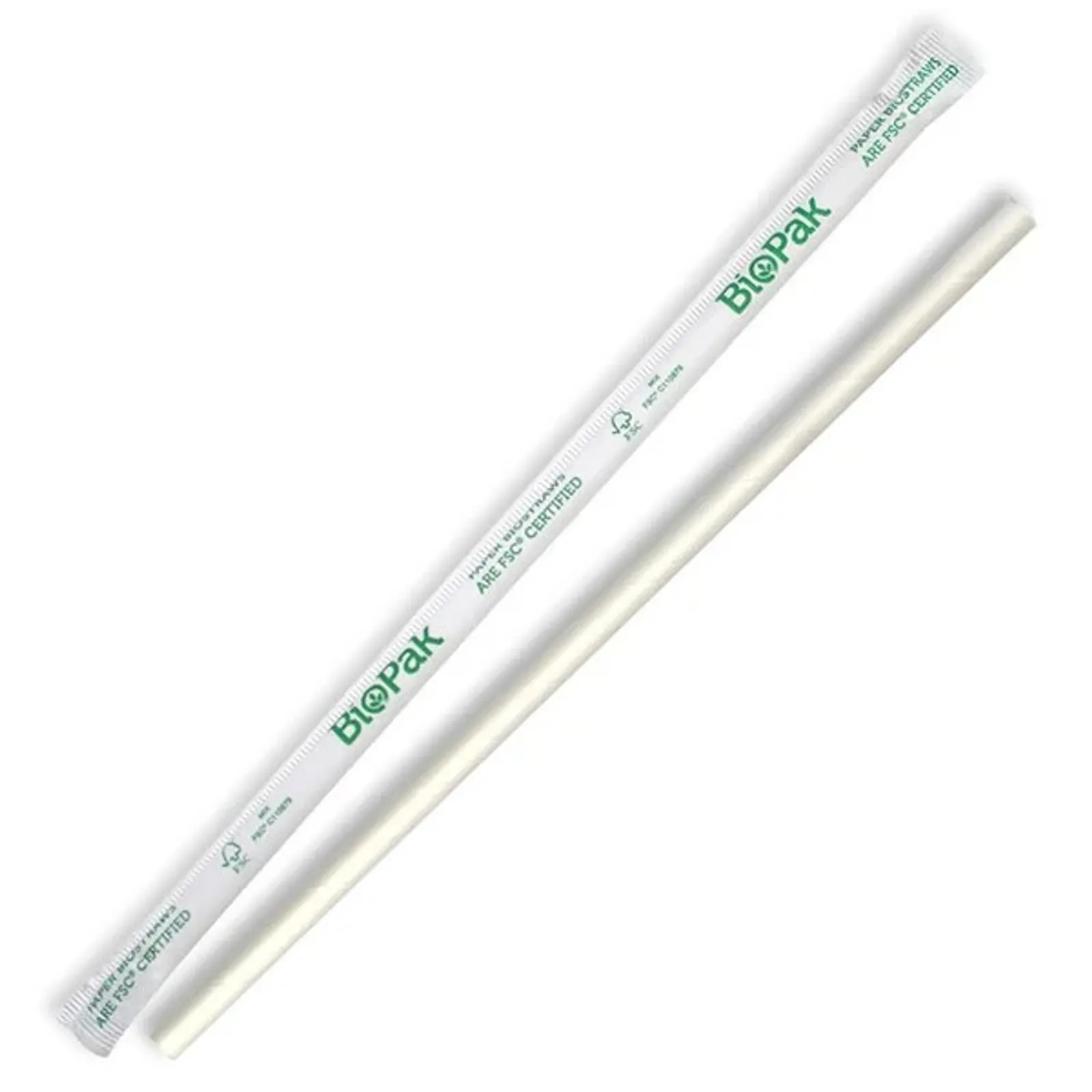 BioPak JP-PBS-6X197-IPW - 6mm Individually Wrapped Regular White BioStraws