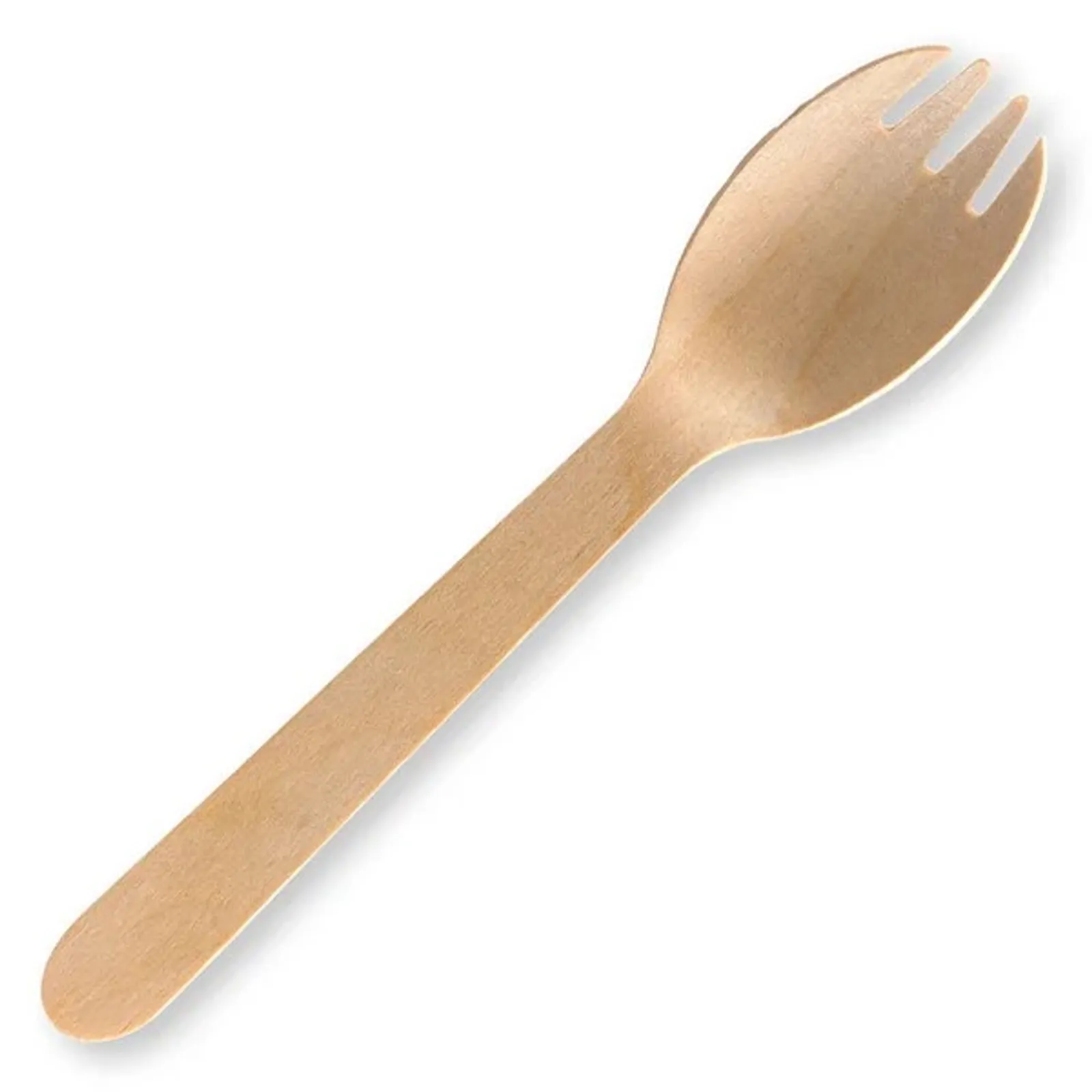 BioPak HY-16C-2000 - 16cm Unbranded Wood Spork - Bulk Pack