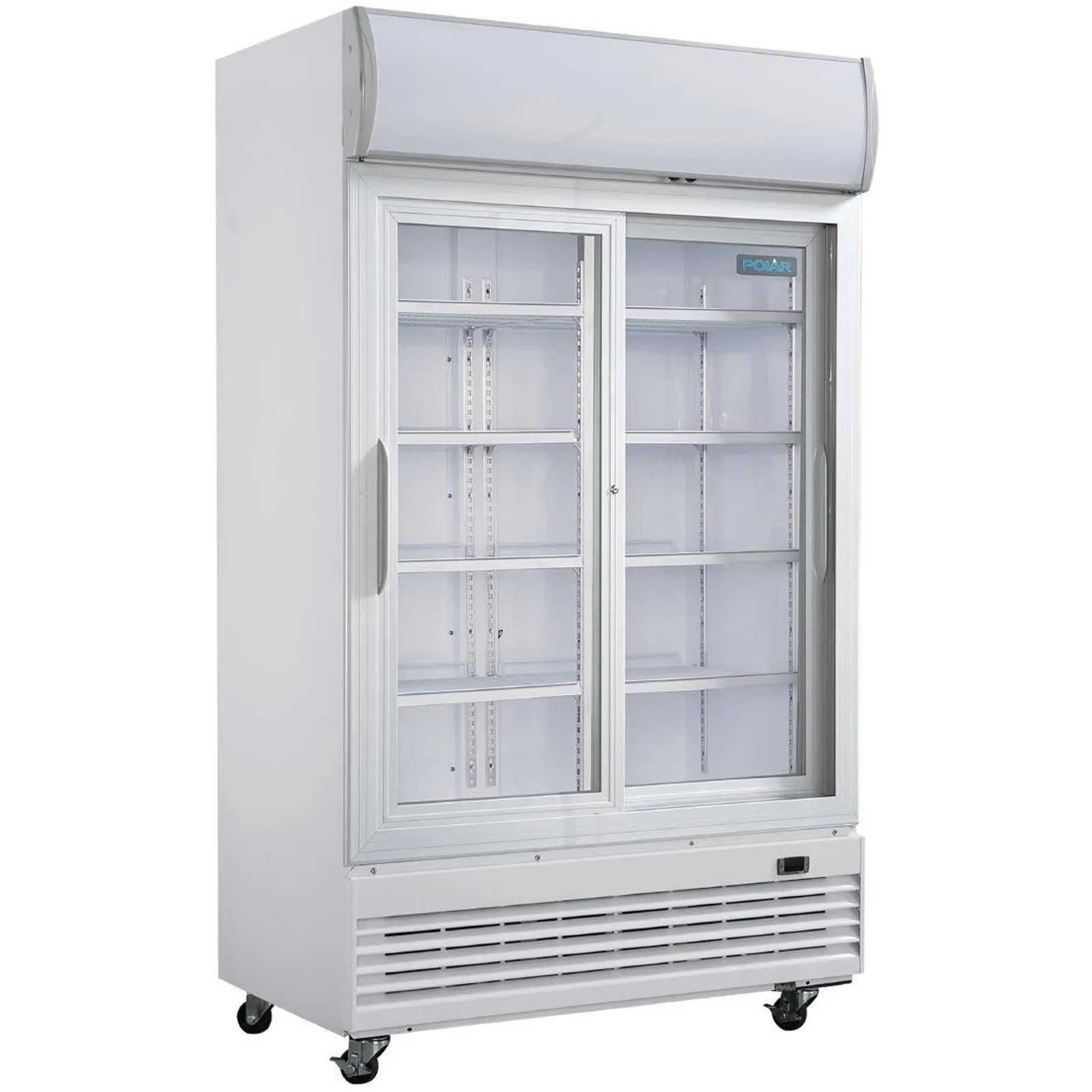 Polar GE581-A G-Series - Upright Display Cooler with Light Box 950Ltr with Sliding Doors
