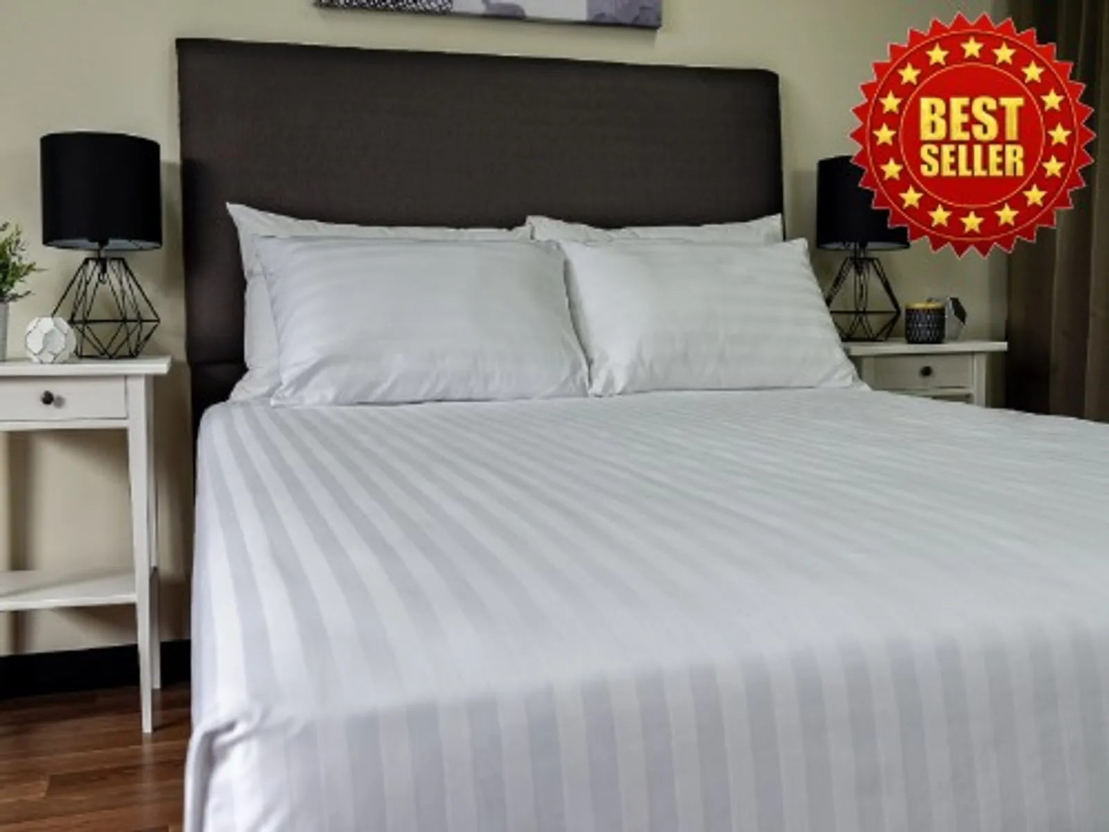 Alliance 13780 - 3rd Top Sheet Satin Stripe 20mm White QB 250x300