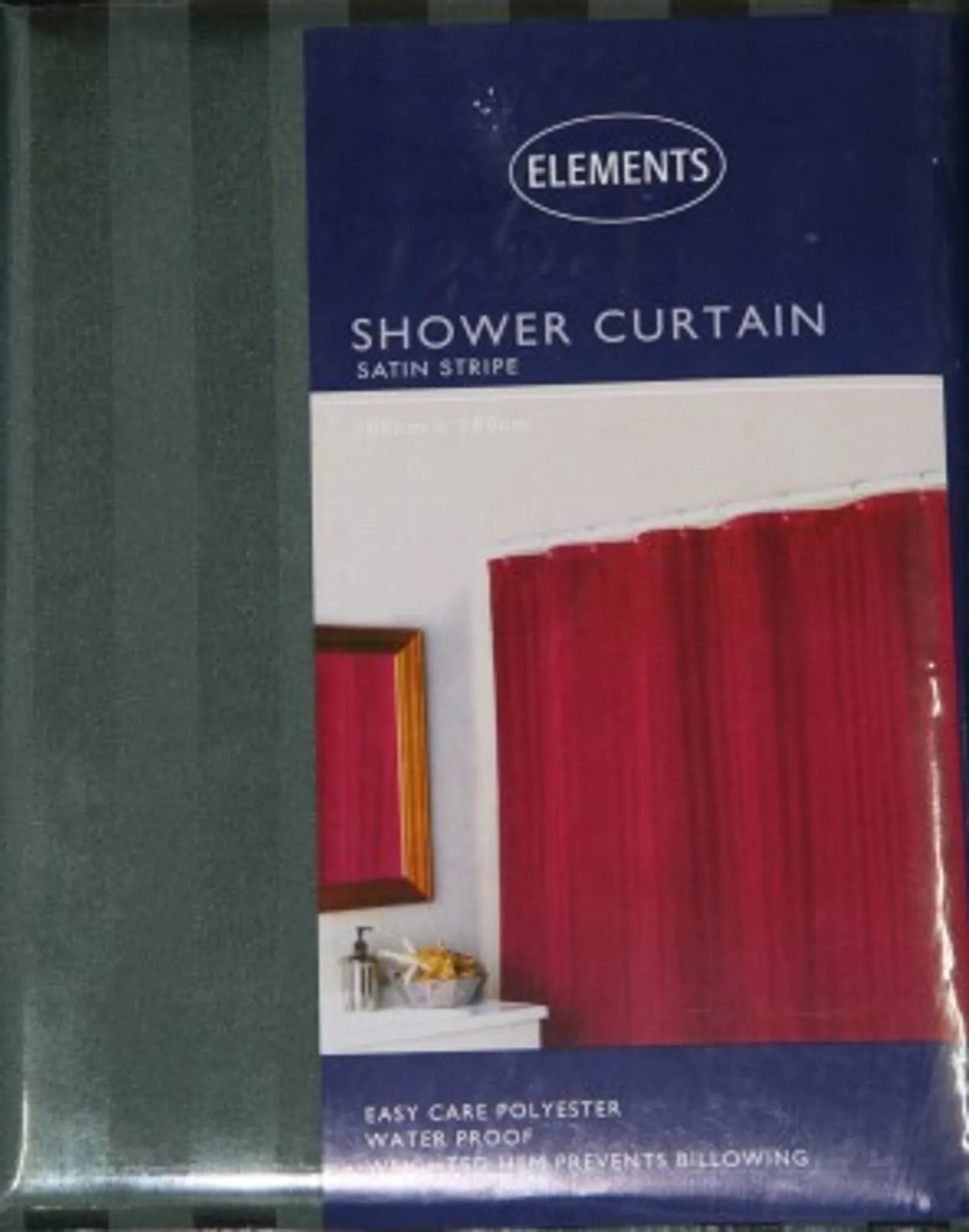 Alliance 53809 - Shower Curtain Satin Stripe Forest 180x180