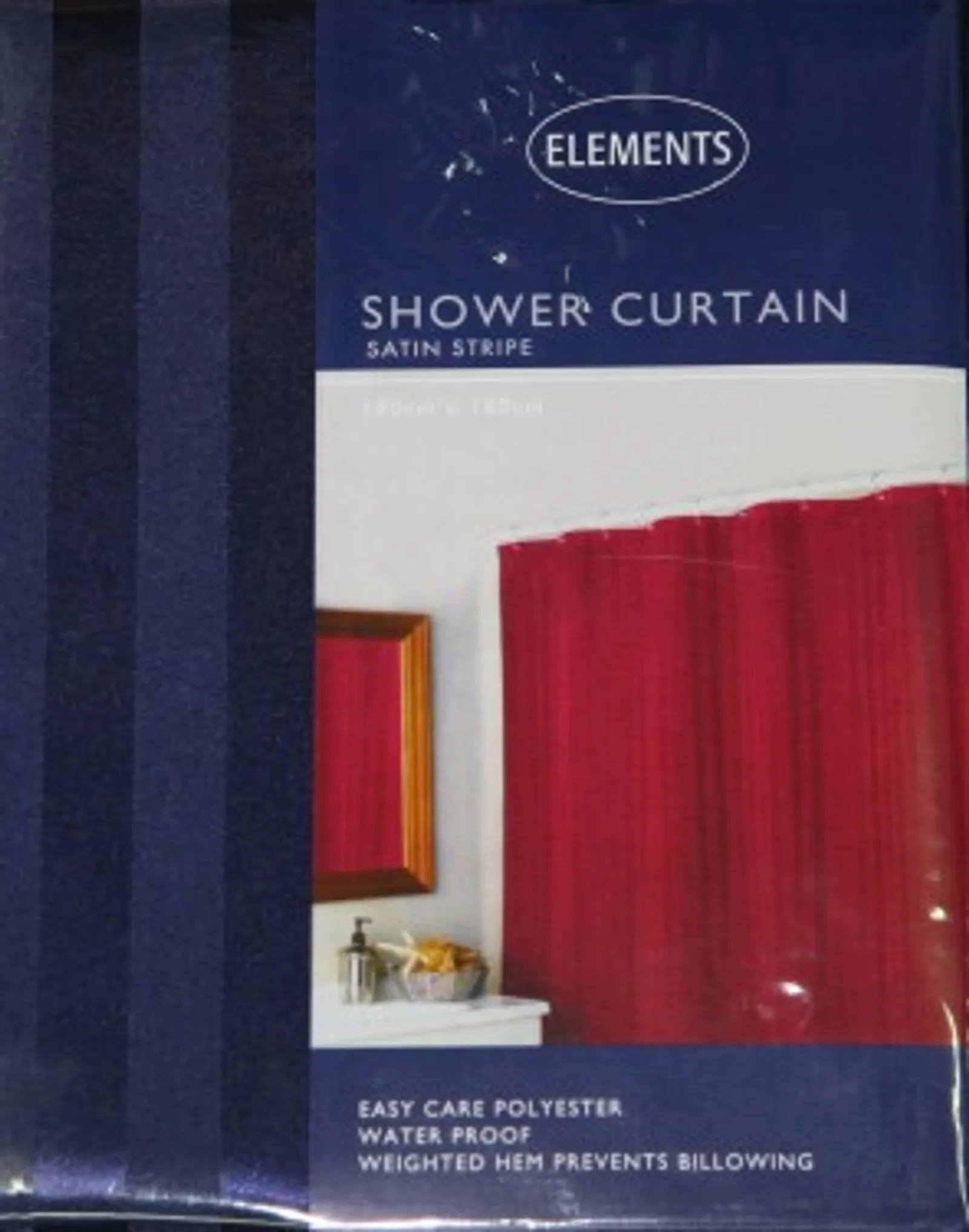 Alliance 53823 - Shower Curtain Satin Stripe Navy 180x180