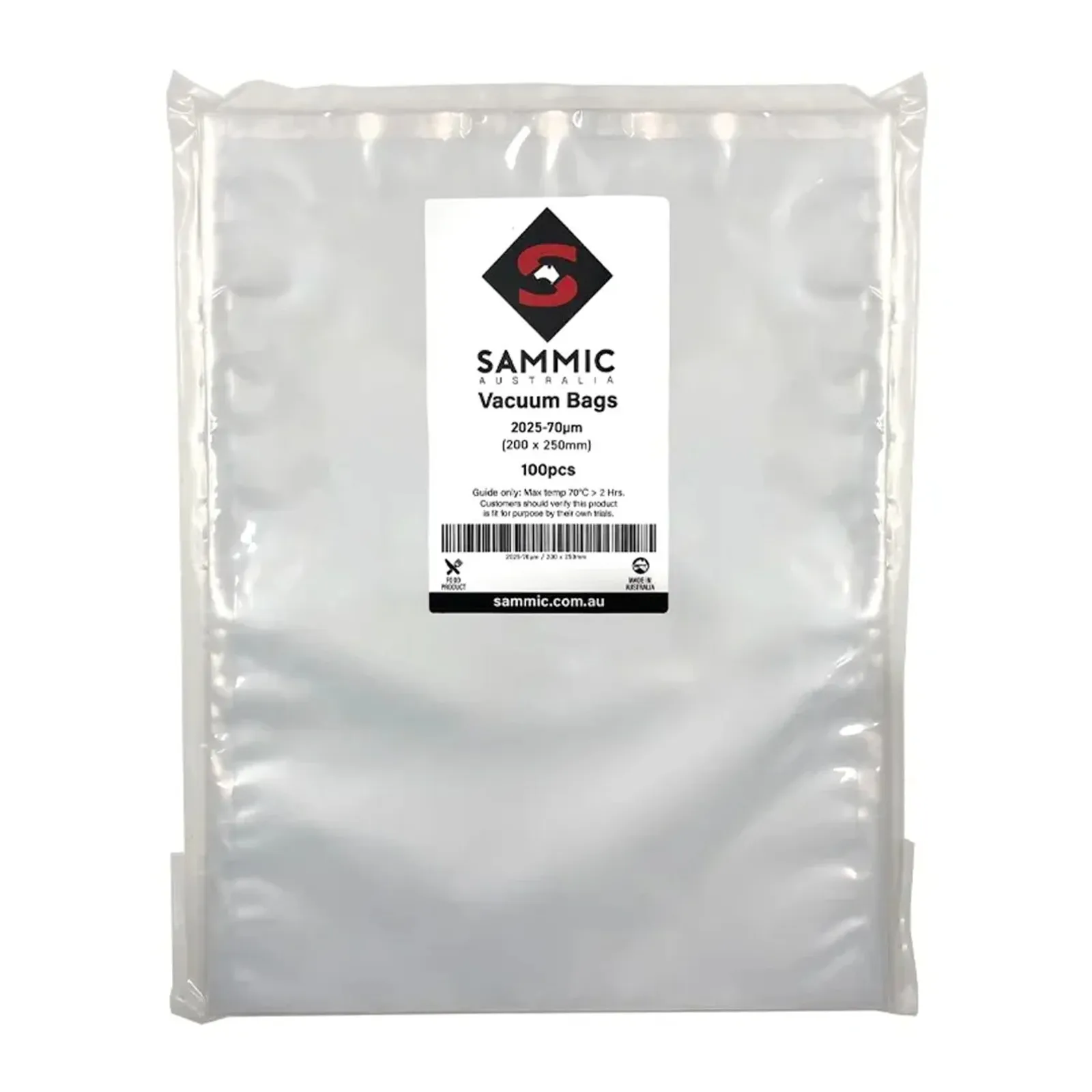 Sammic 2025-70µm - Vacuum Bags 200x250mm - 100pcs