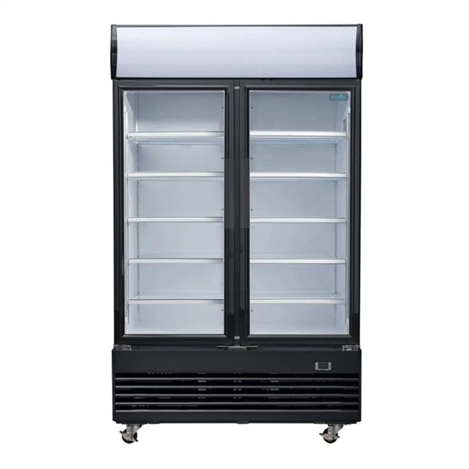 Polar GM813-A - Upright Hinged Door Display Cooler with Light Box 950Ltr Black