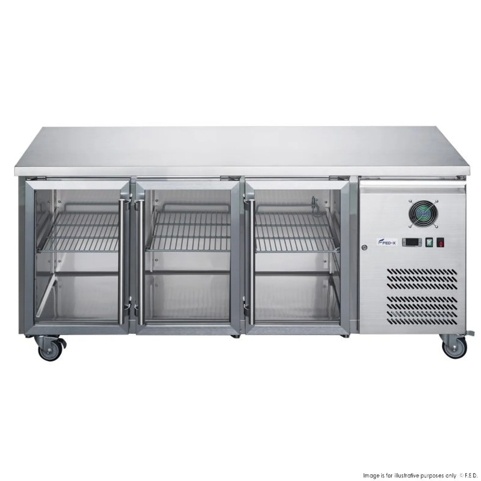 FED-X XUB7C18G3V - 3 Glass Door Bench Fridge