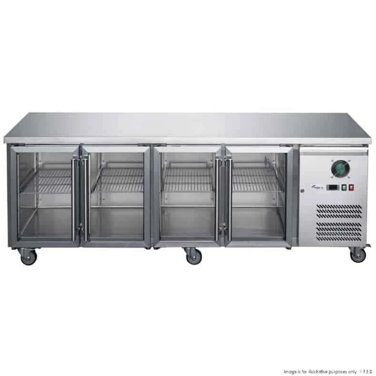 FED-X XUB7C22G4V - 4 Glass Door Bench Fridge