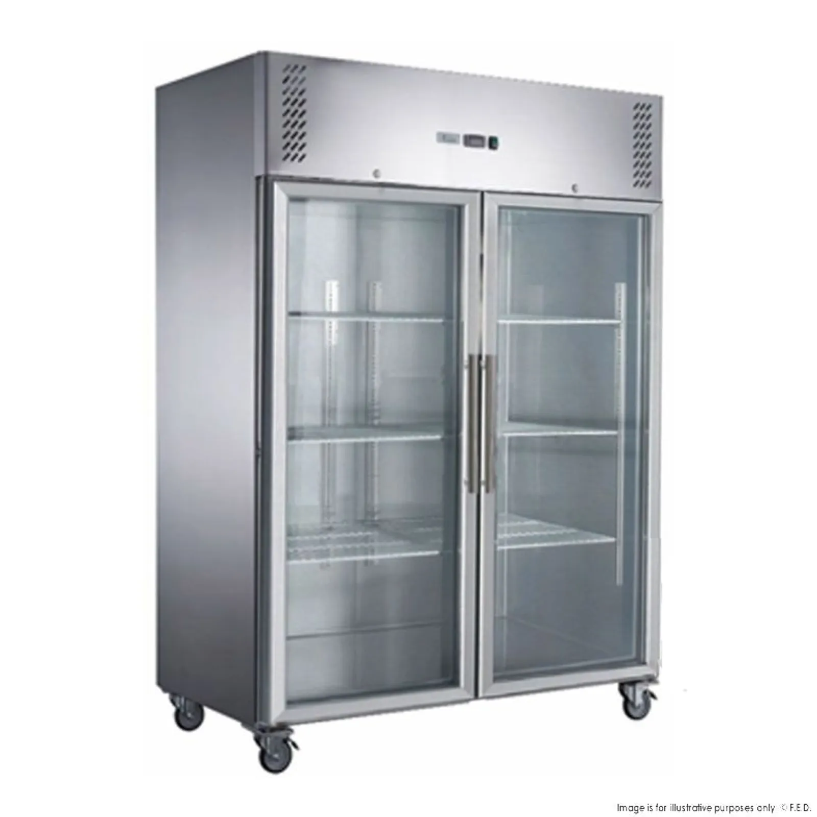 FED-X XURF1410G2V - S/S Two Full Glass Door Upright Freezer