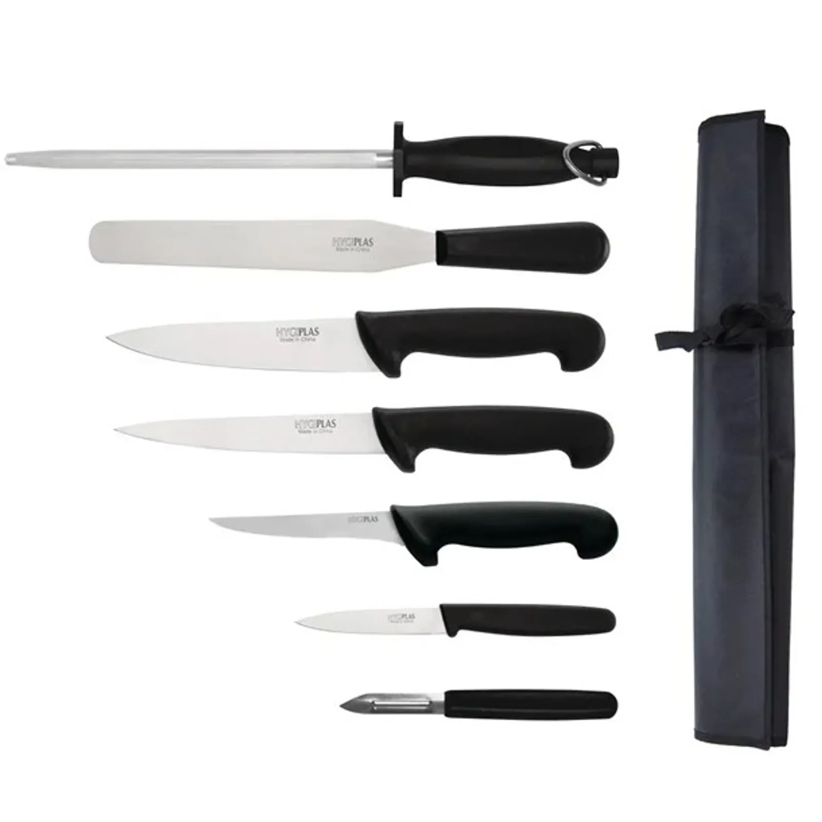 Hygiplas F222 - Set of 7 Black Chefs Knife Set & Wallet