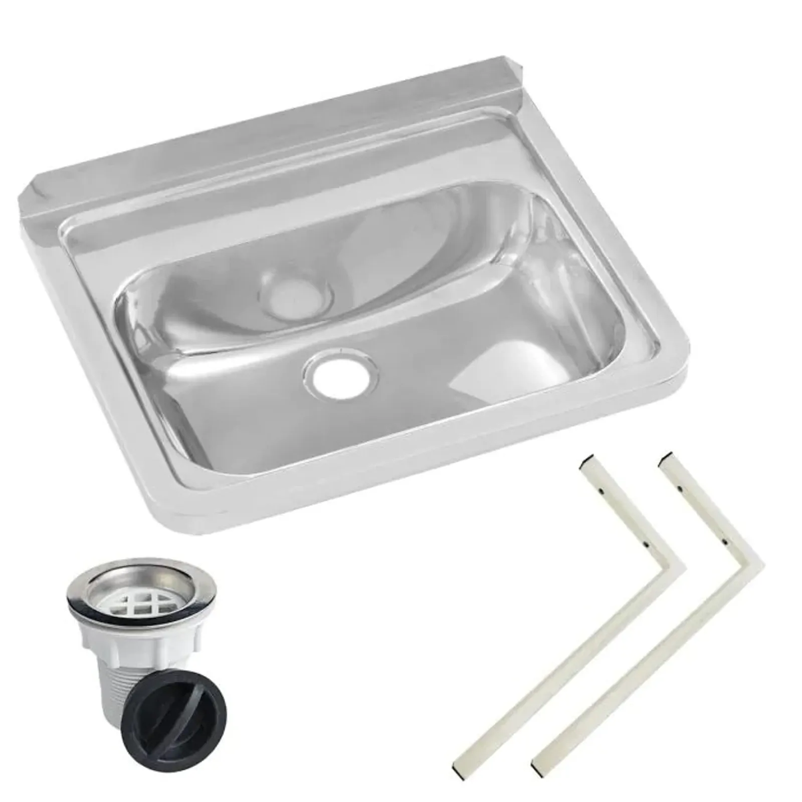 3Monkeez HB-KIT - Wall Mounted Hand Basin - No Tap Hole - Inc Wall Brackets, & Plug & Waste.