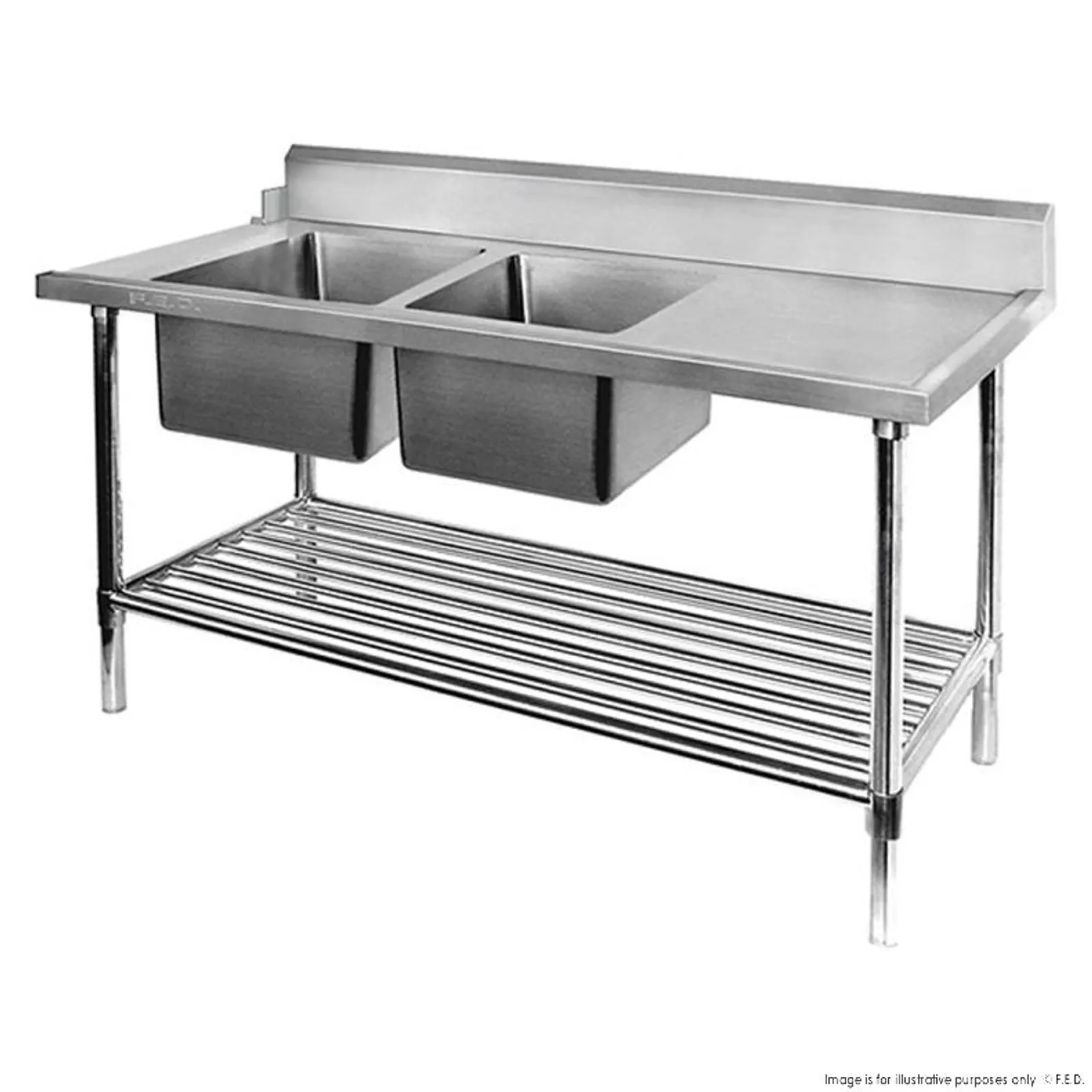 Modular Systems DSBD7-1800L/A - Left Inlet Double Sink Dishwasher Bench