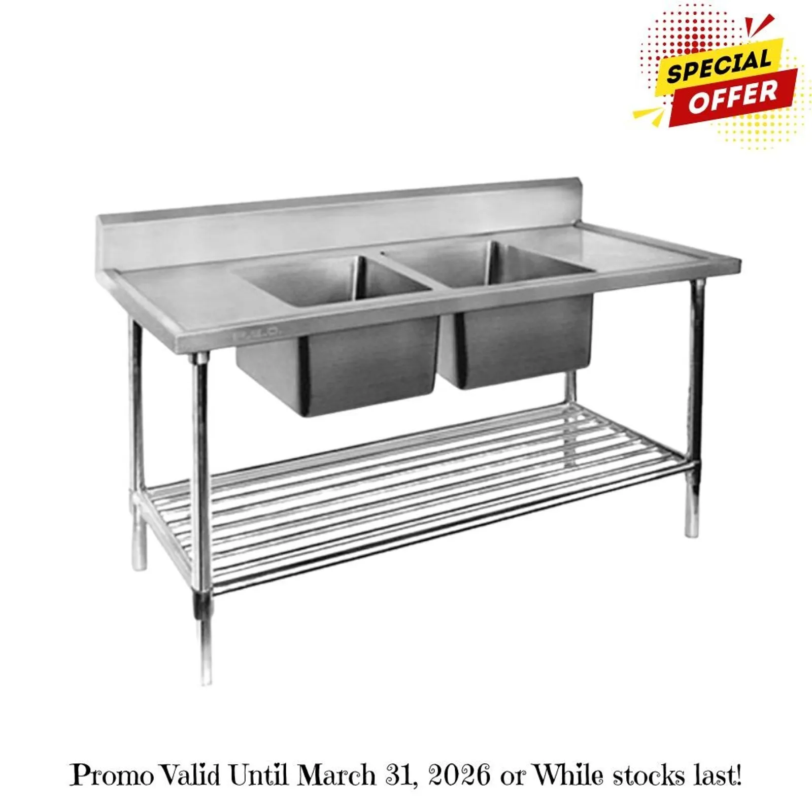 Modular Systems DSB7-1200C/A - Double Centre Sink Bench with Pot Undershelf