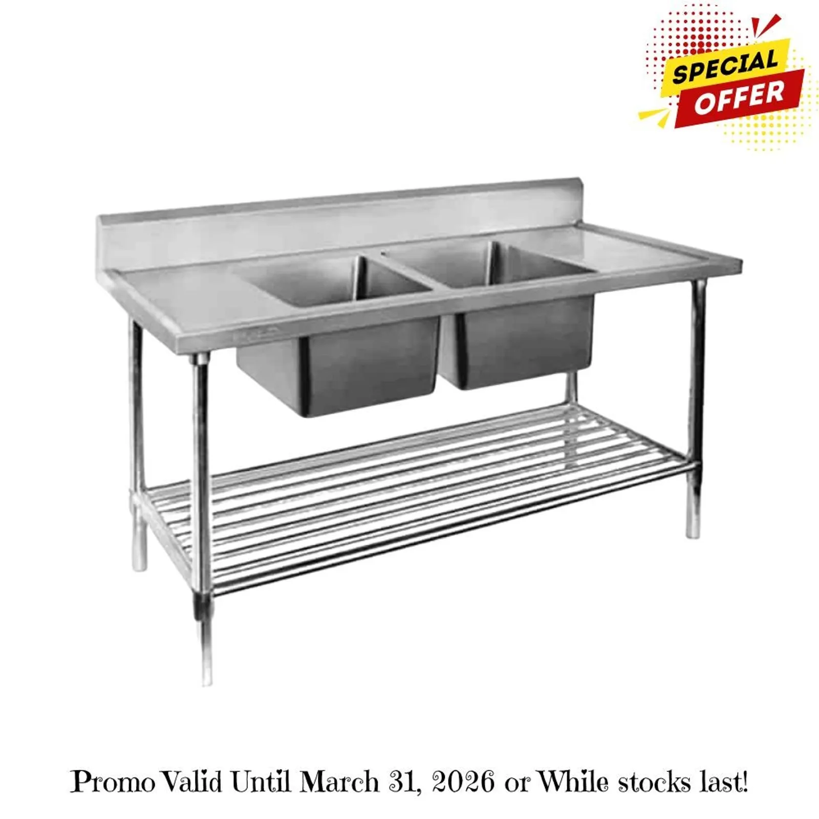 Modular Systems DSB7-1800C/A - Double Centre Sink Bench with Pot Undershelf
