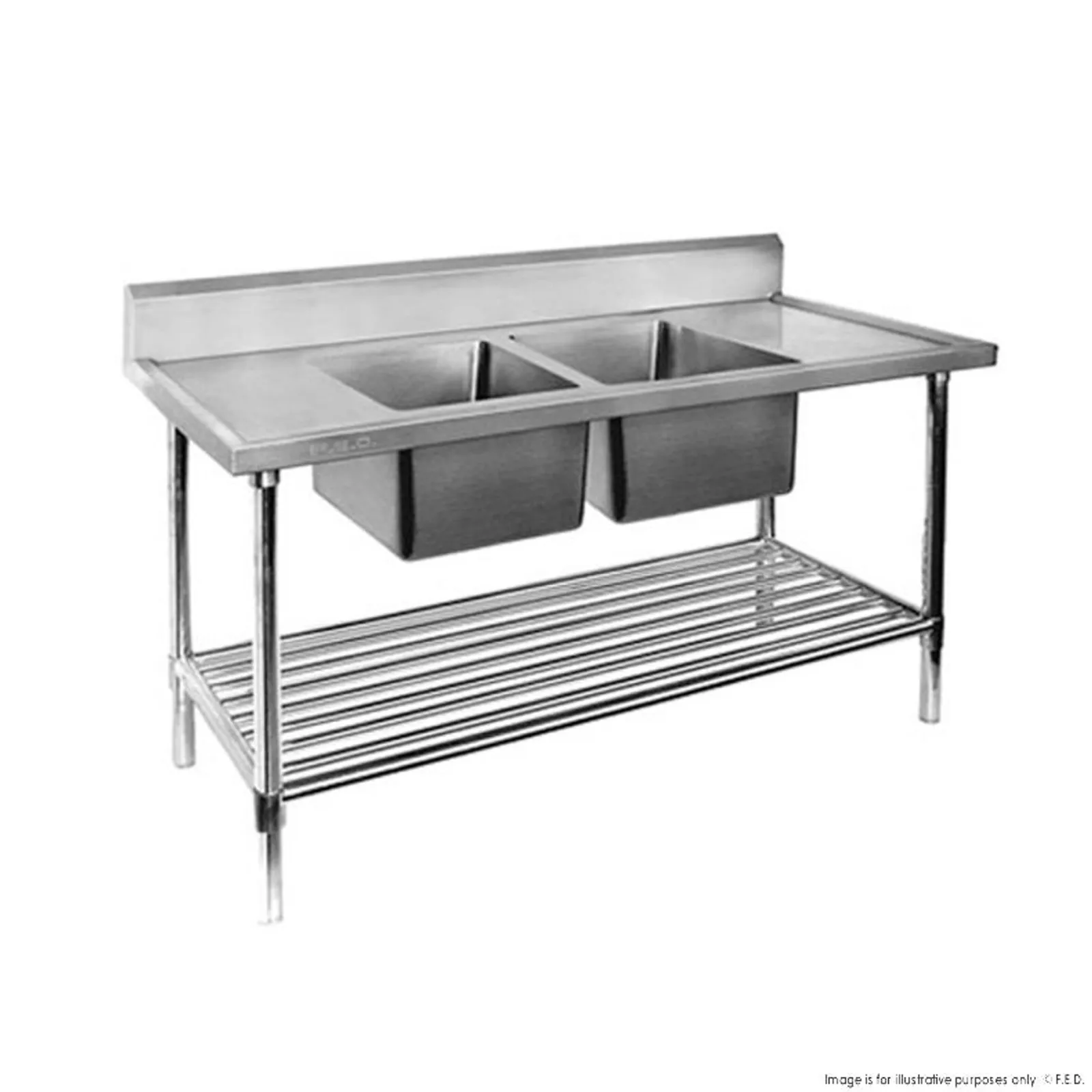 Modular Systems DSB7-2100C/A - Double Centre Sink Bench with Pot Undershelf