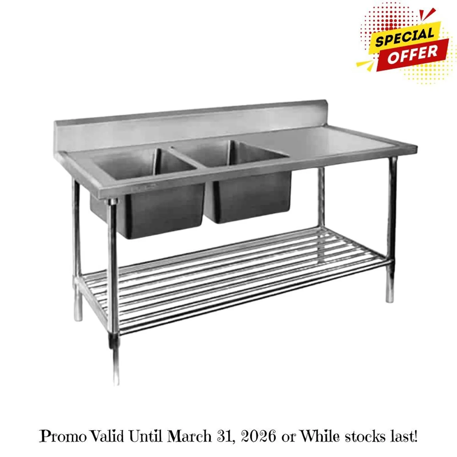 Modular Systems DSB7-1800L/A - Double Left Sink Bench with Pot Undershelf