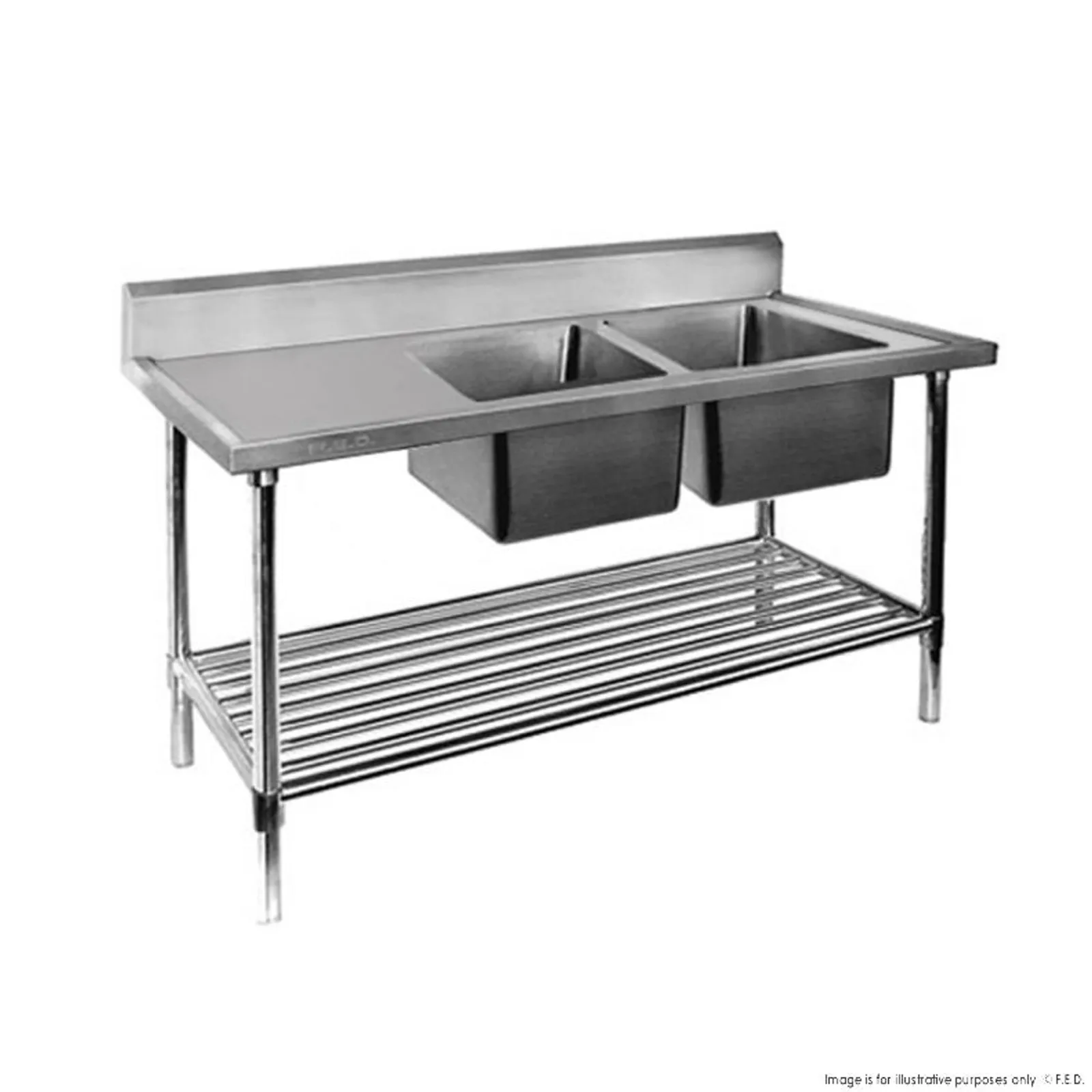 Modular Systems DSB7-2400R/A - Double Right Sink Bench with Pot Undershelf