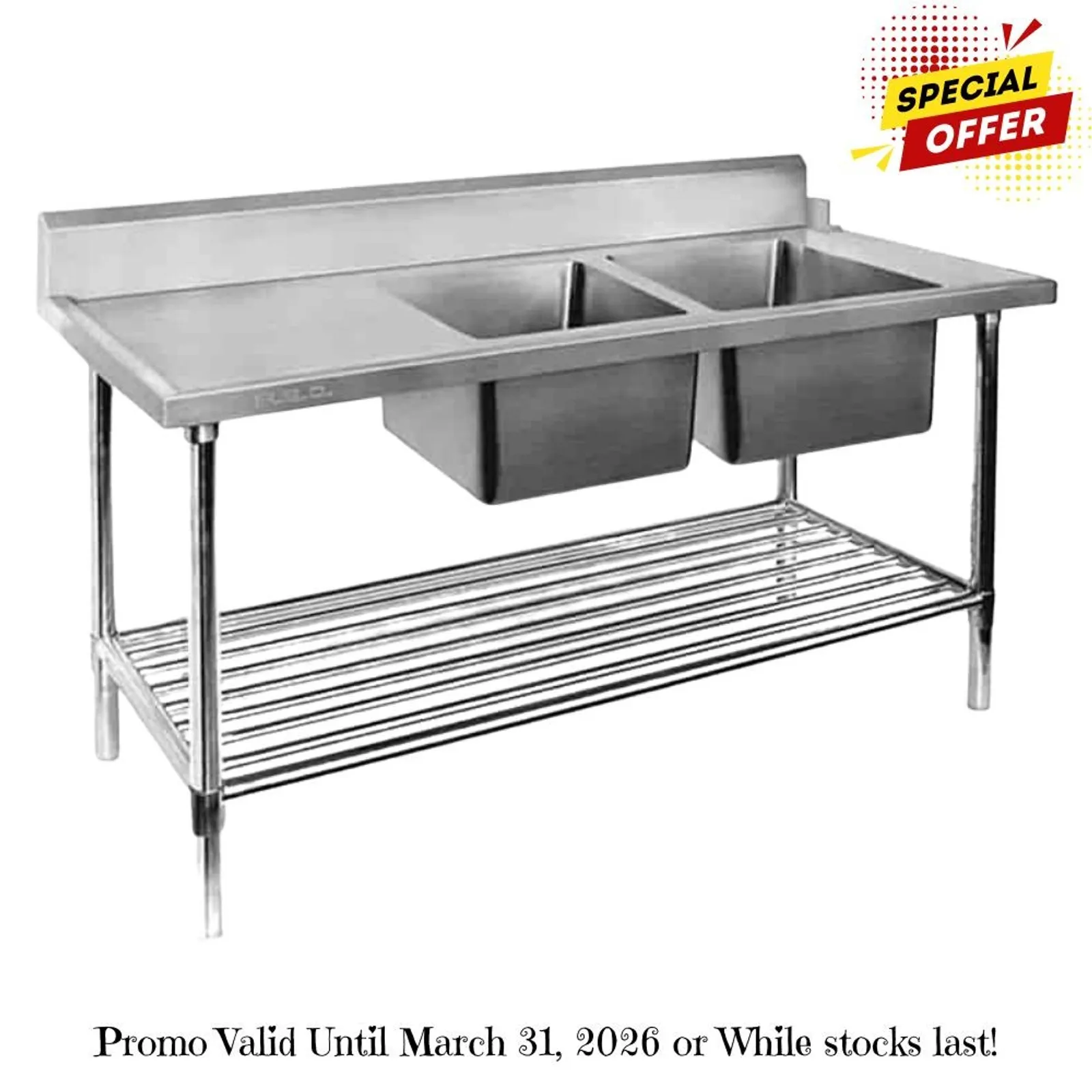 Modular Systems DSBD7-2400R/A - Right Inlet Double Sink Dishwasher Bench