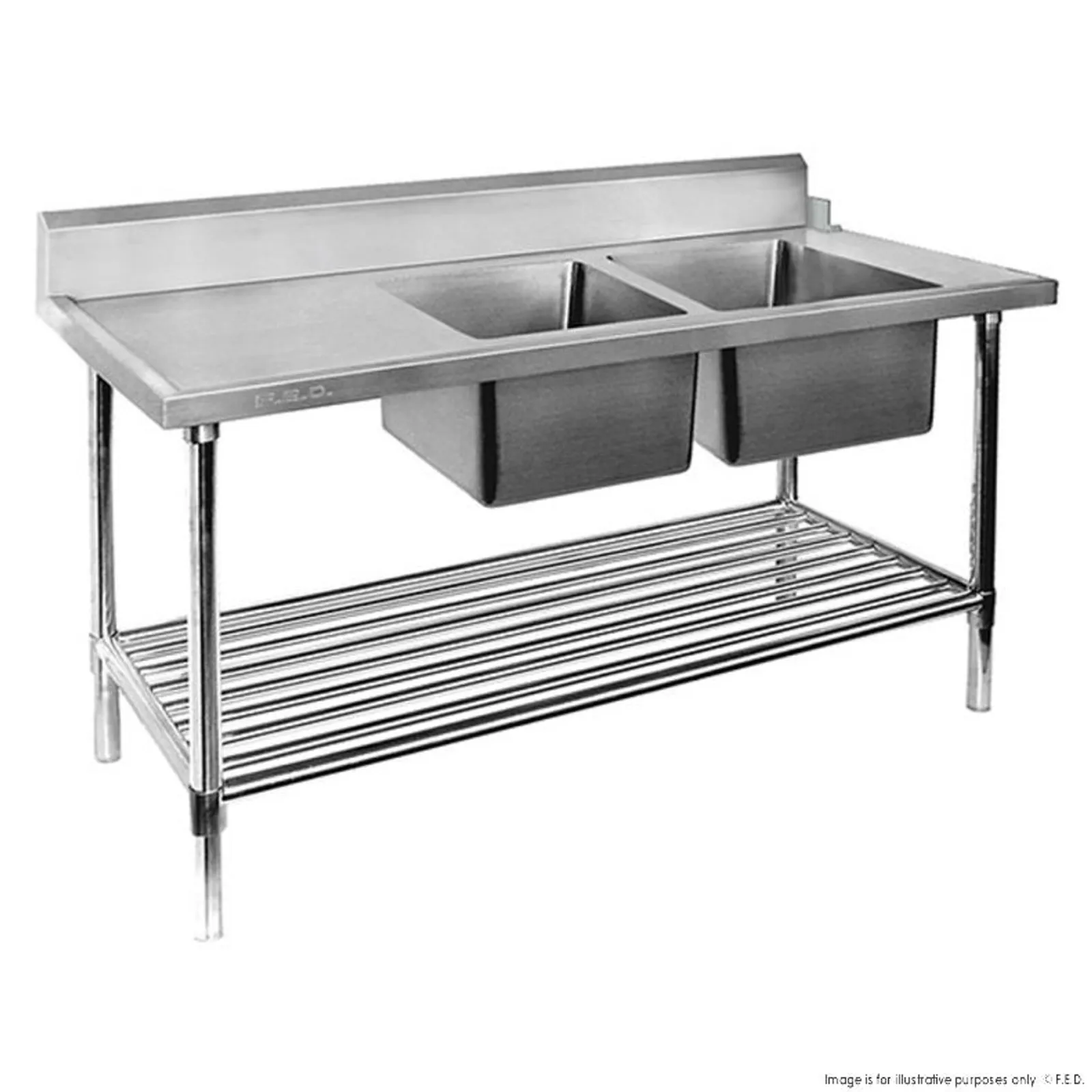 Modular Systems DSBD7-2400R/A - Right Inlet Double Sink Dishwasher Bench