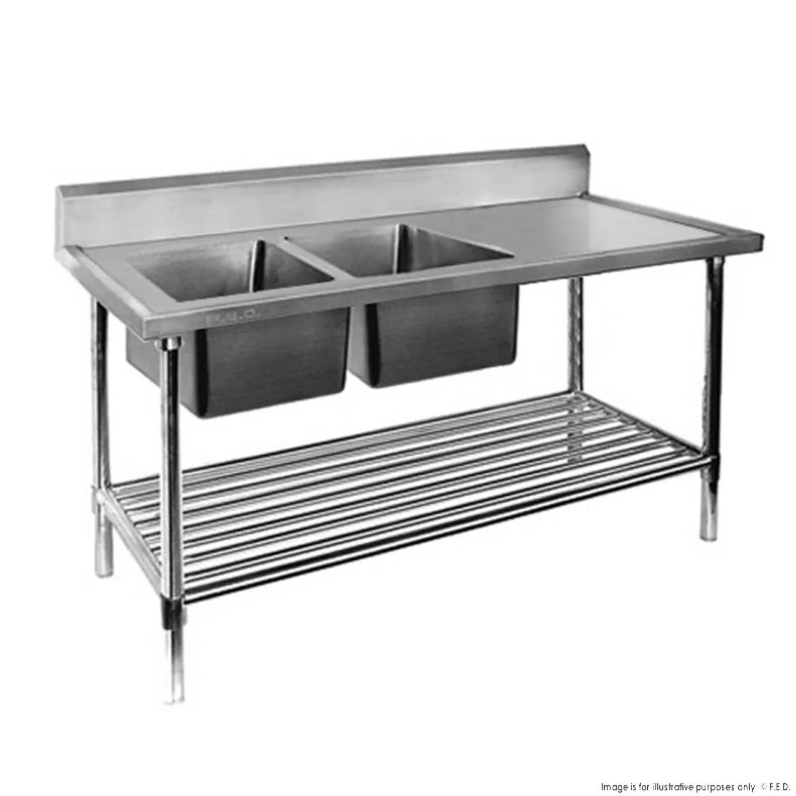 Modular Systems DSB6-1500L/A - Double Left Sink Bench with Pot Undershelf