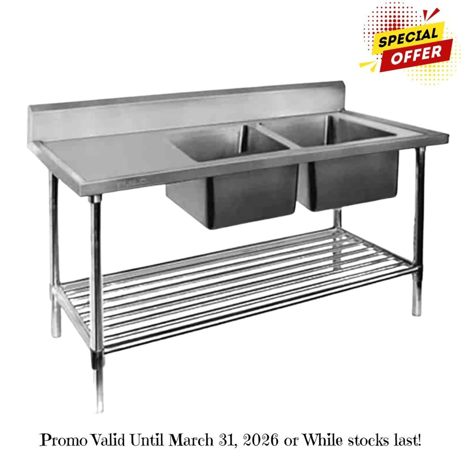 Modular Systems DSB6-1800R/A - Double Right Sink Bench with Pot Undershelf