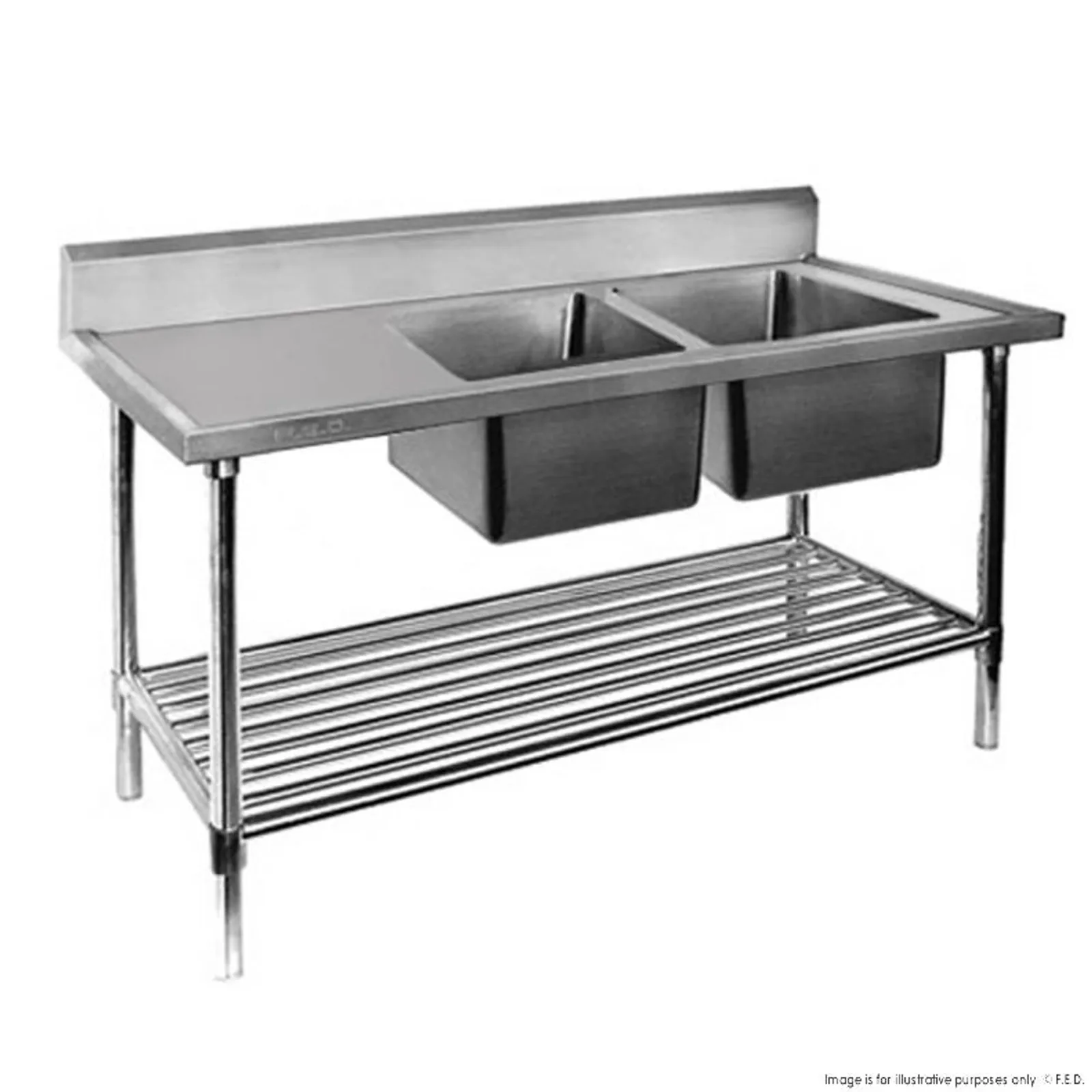 Modular Systems DSB6-1800R/A - Double Right Sink Bench with Pot Undershelf